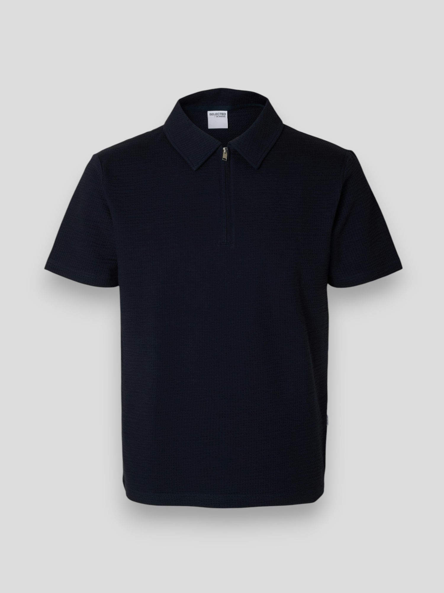 Sander Seersucker Zip SS Polo - Sky Captain
