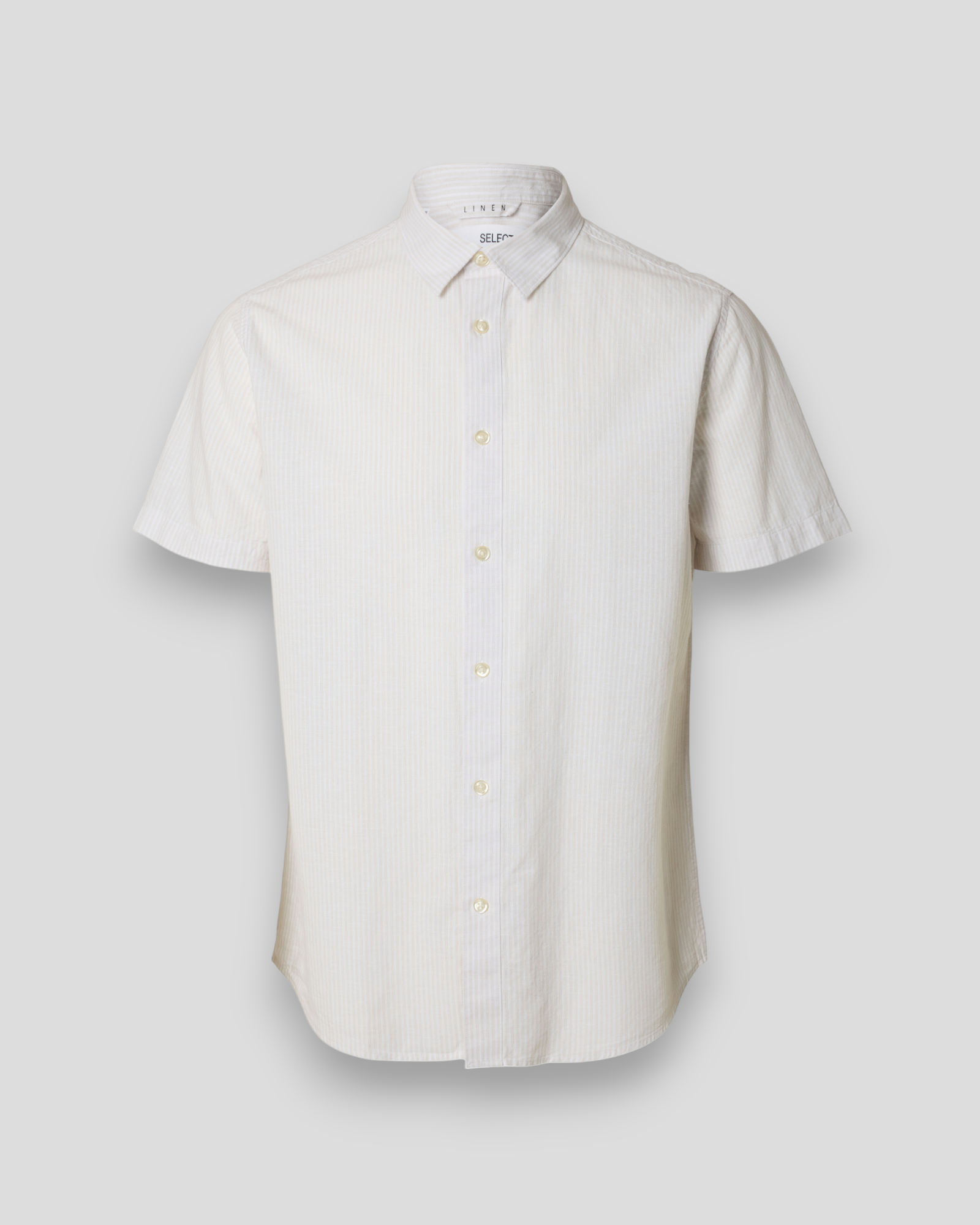 Regsun Linen Shirt SS Classic - Pure Cashmere/Thin Stripes