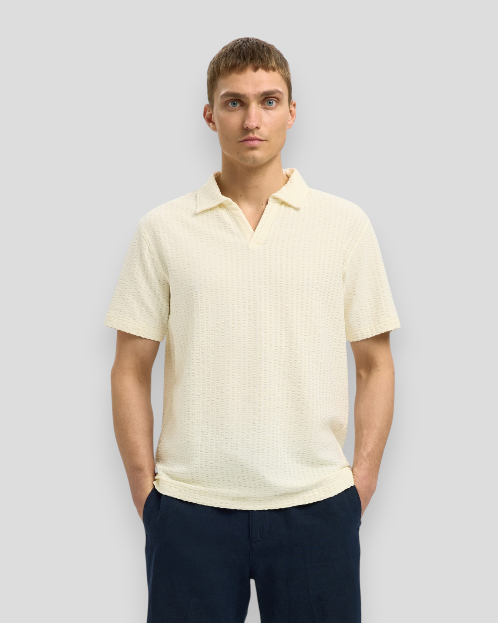 Blake Splitneck SS Polo - Egret