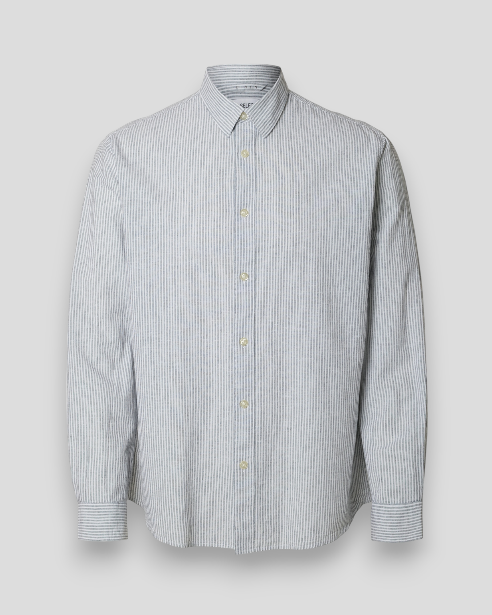 Regsun Shirt LS Classic - Bright White/Thin Stripes