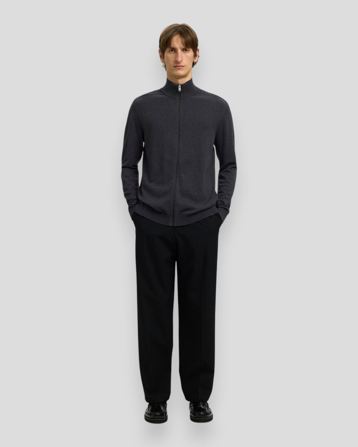 Berg Full Zip Cardigan - Antracit Melange