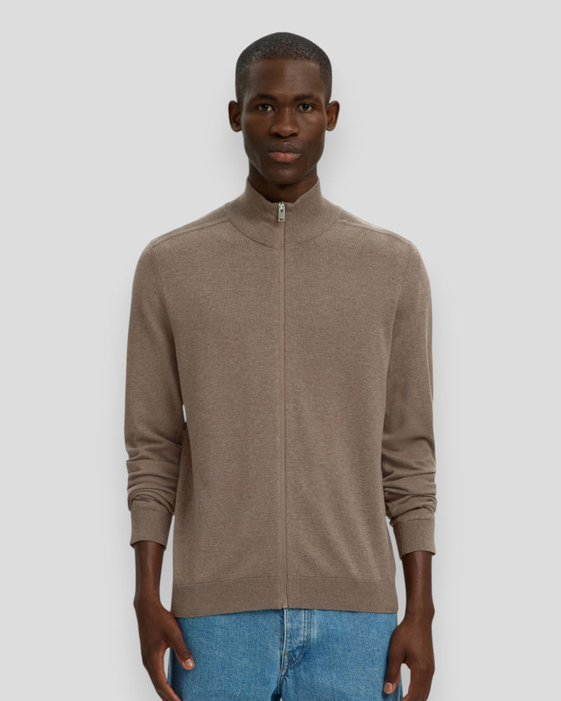 Berg Full Zip Cardigan - Teak Melange