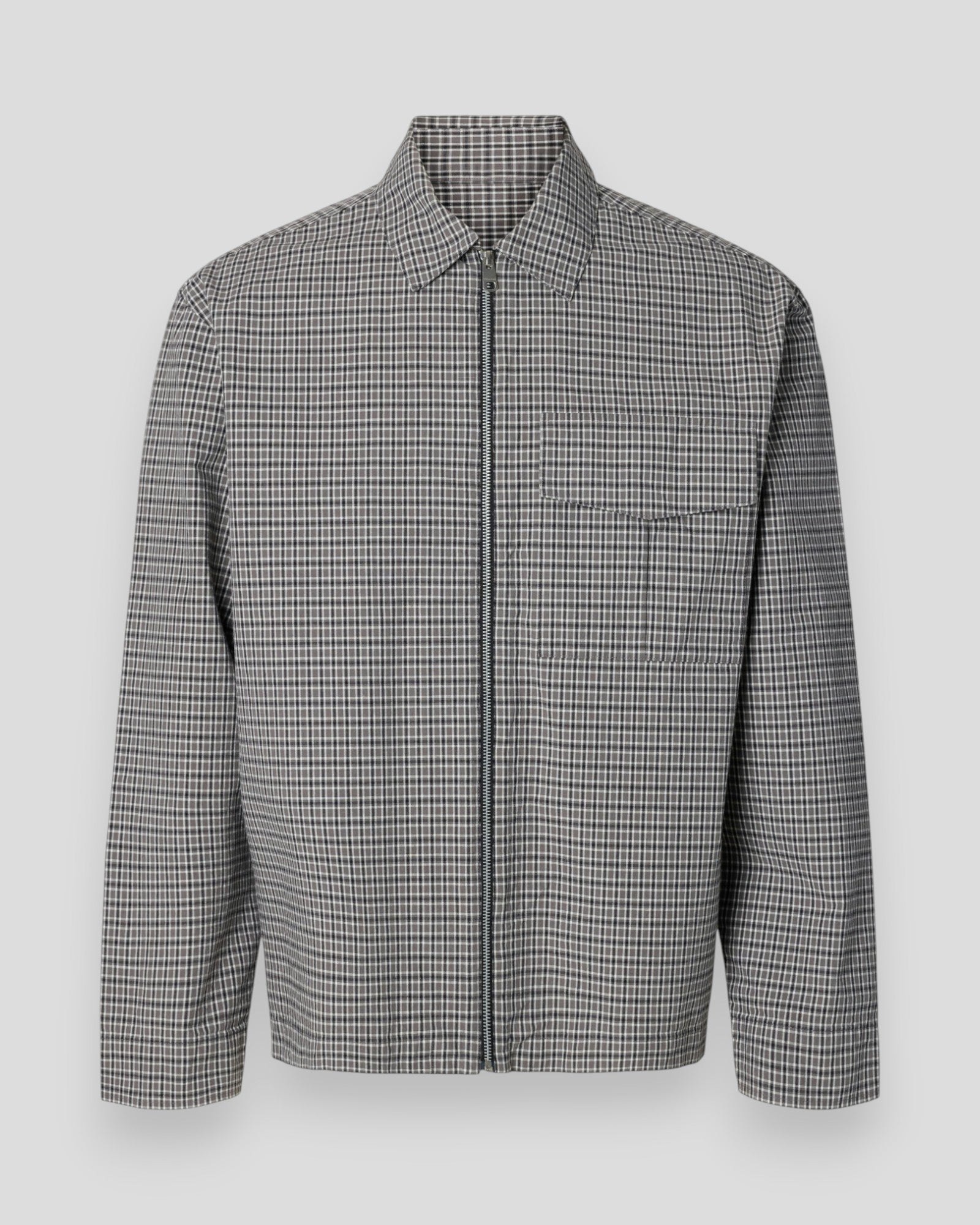 Relax Matt Zip Overshirt - Charcoal Gray Checks/Multi Checks