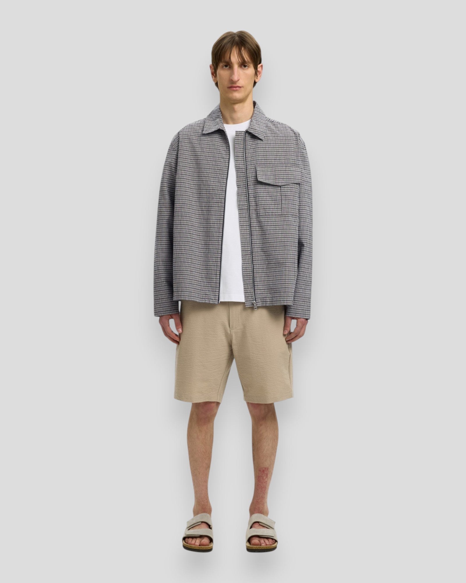 Relax Matt Zip Overshirt - Charcoal Gray Checks/Multi Checks
