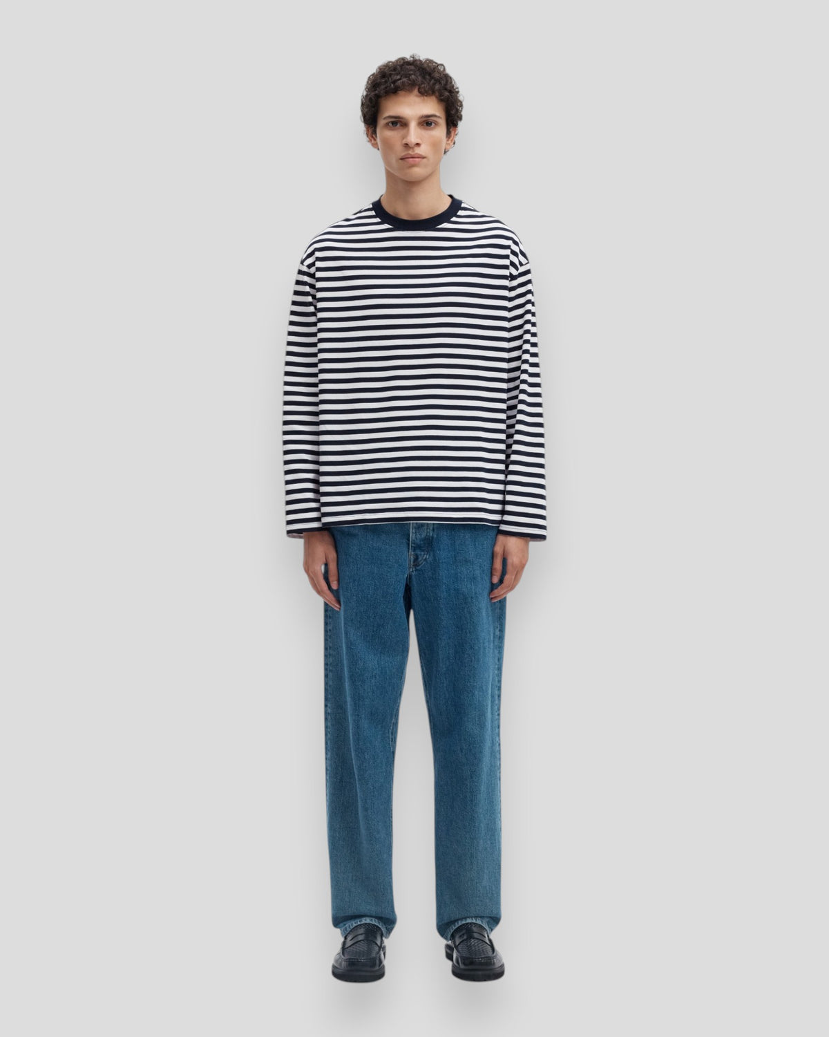Relax Bran Stripe LS O-Neck Tee - Sky Captain