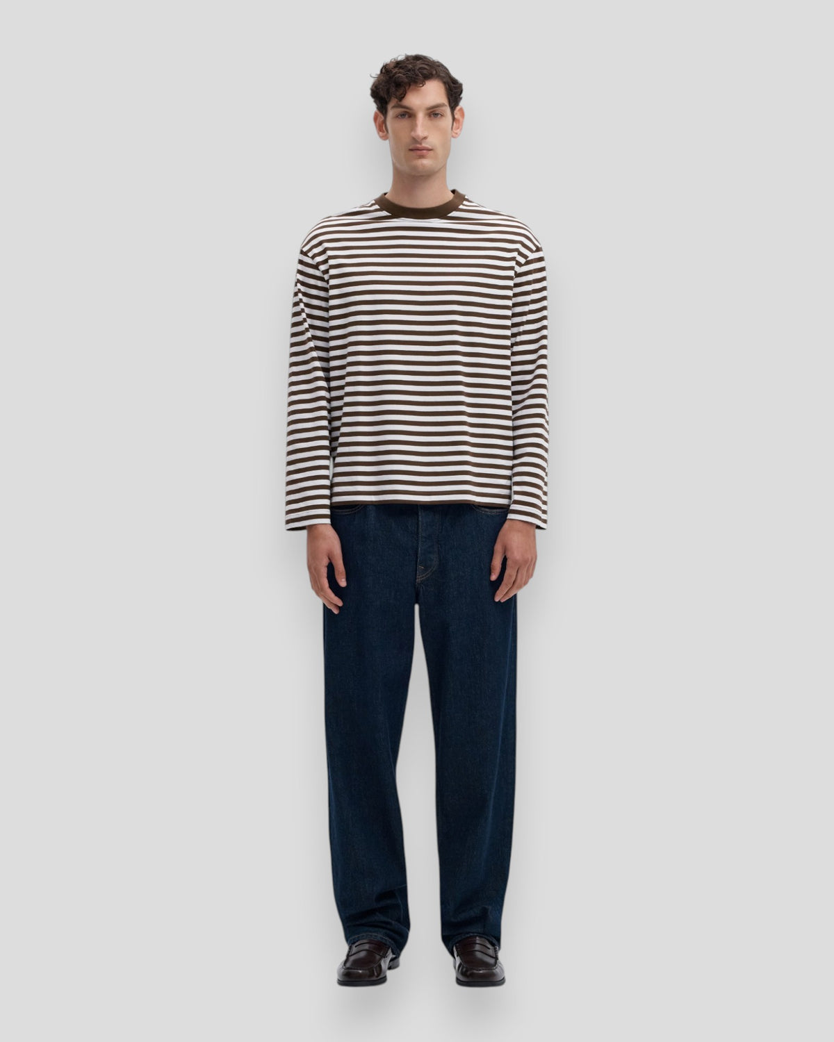 Relax Bran Stripe LS O-Neck Tee - Demitasse