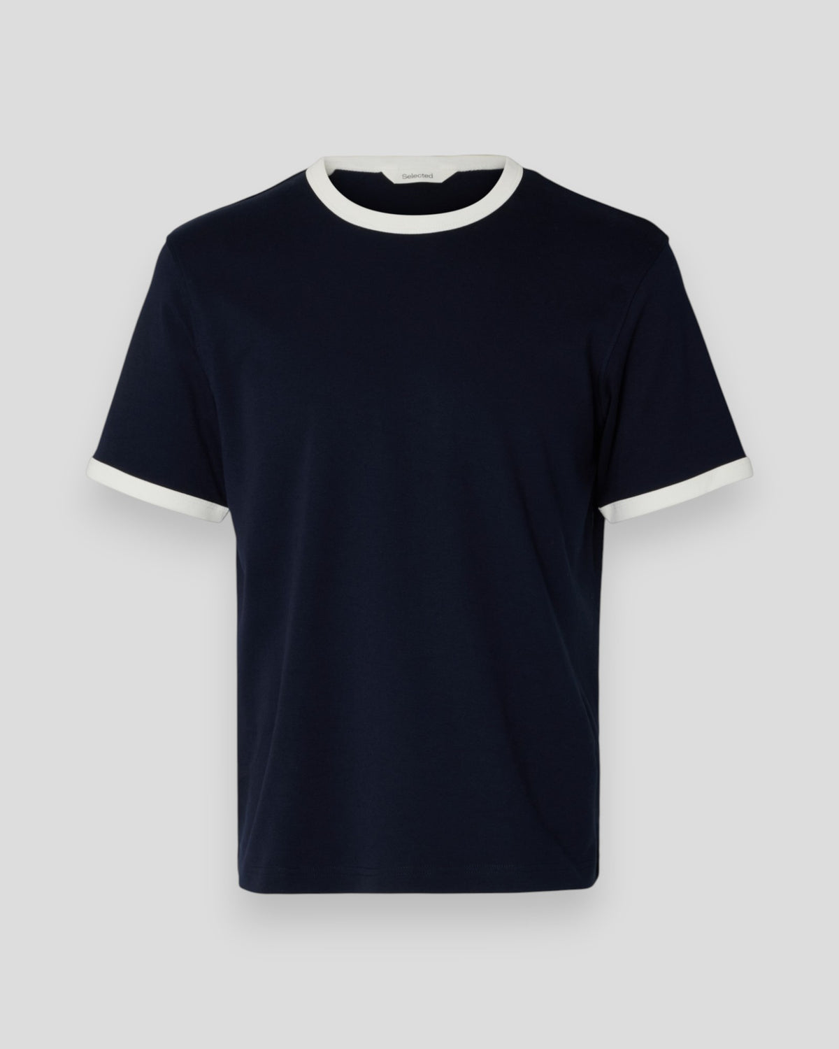 Taj Ringer Mid Peach SS O-Neck Tee - Sky Captain/Egret