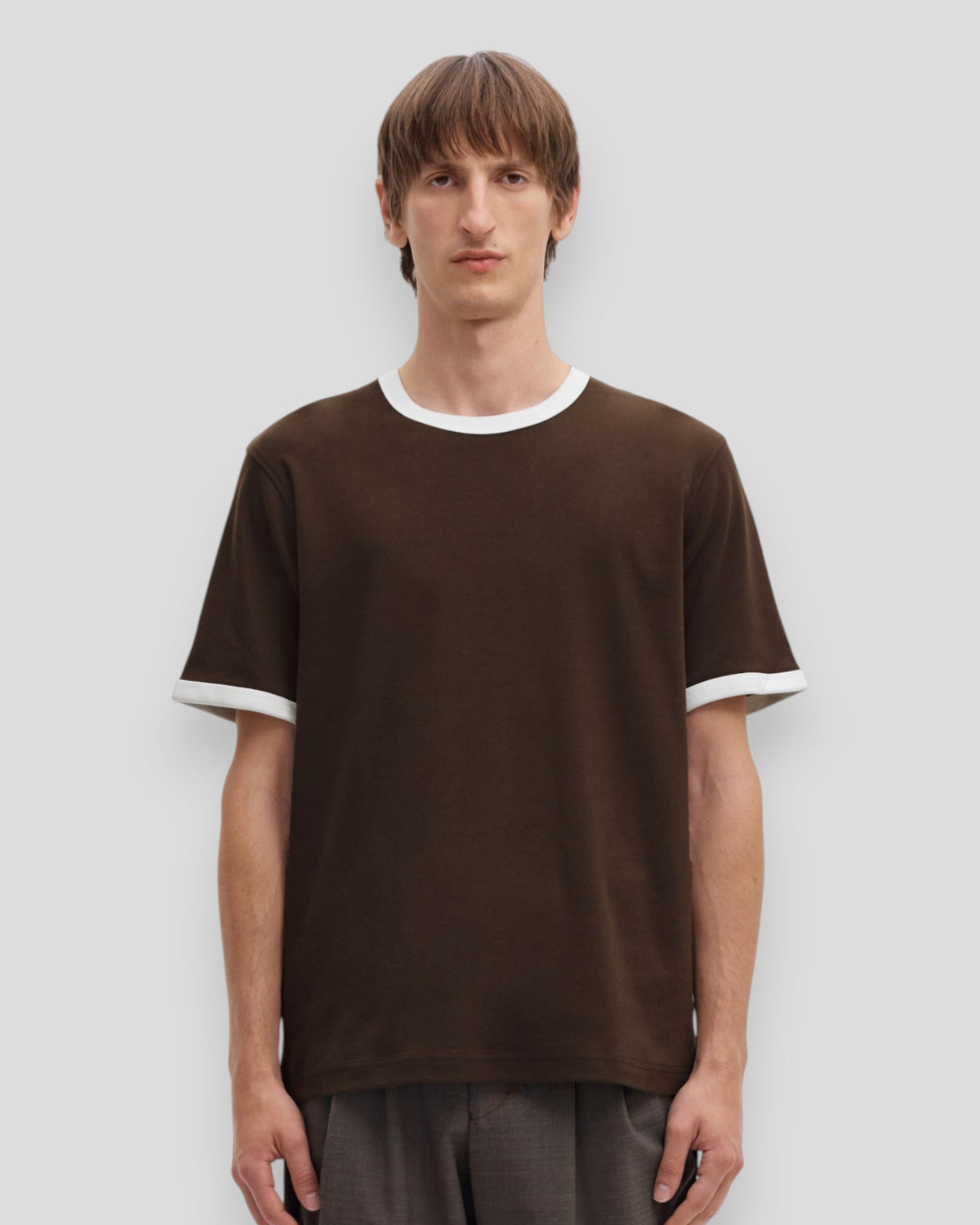 Taj Ringer Mid Peach SS O-Neck Tee - Delicioso/Egret