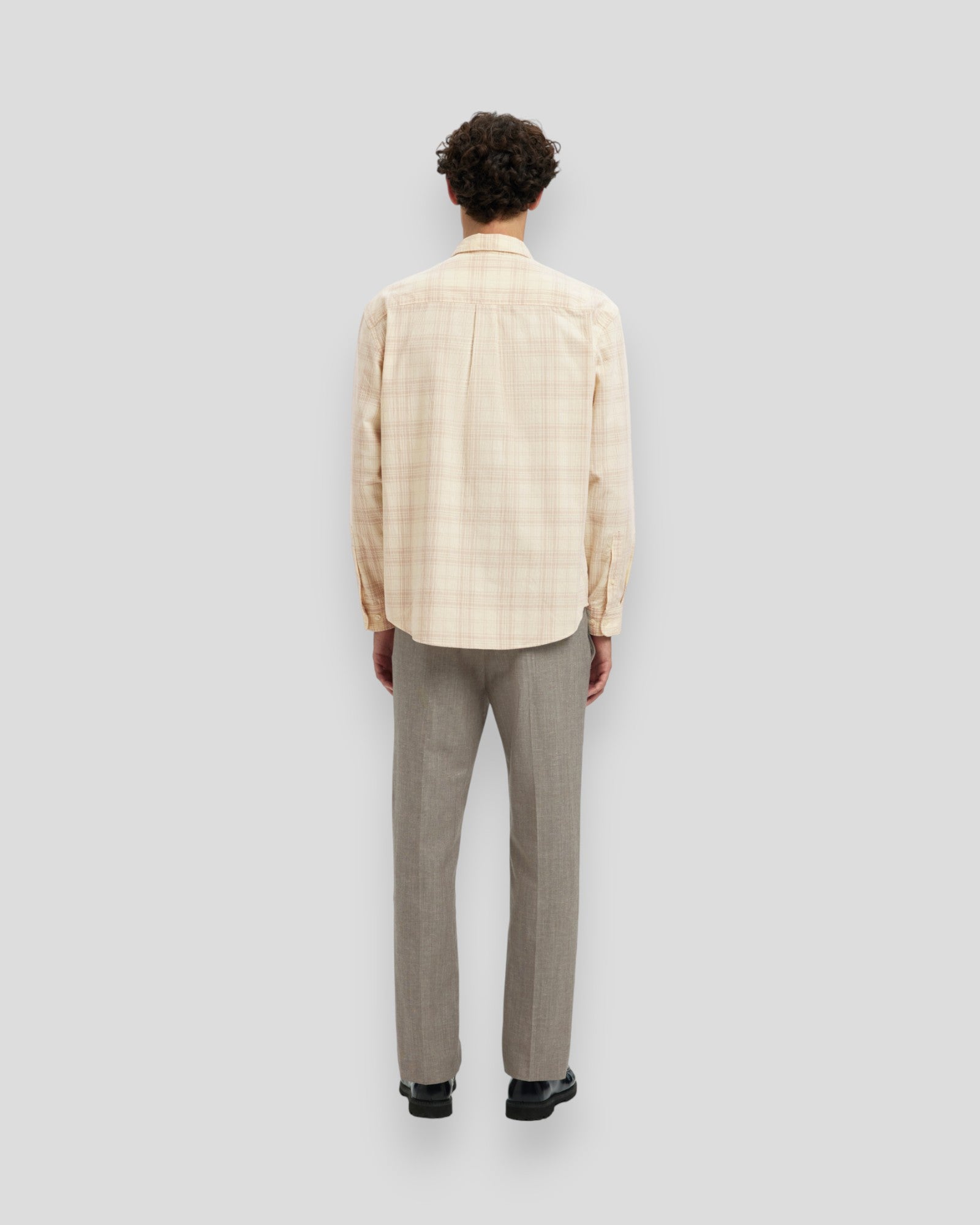 Regular Claus Cord YD Check LS Shirt - Egret Checks/Pure Cashmere