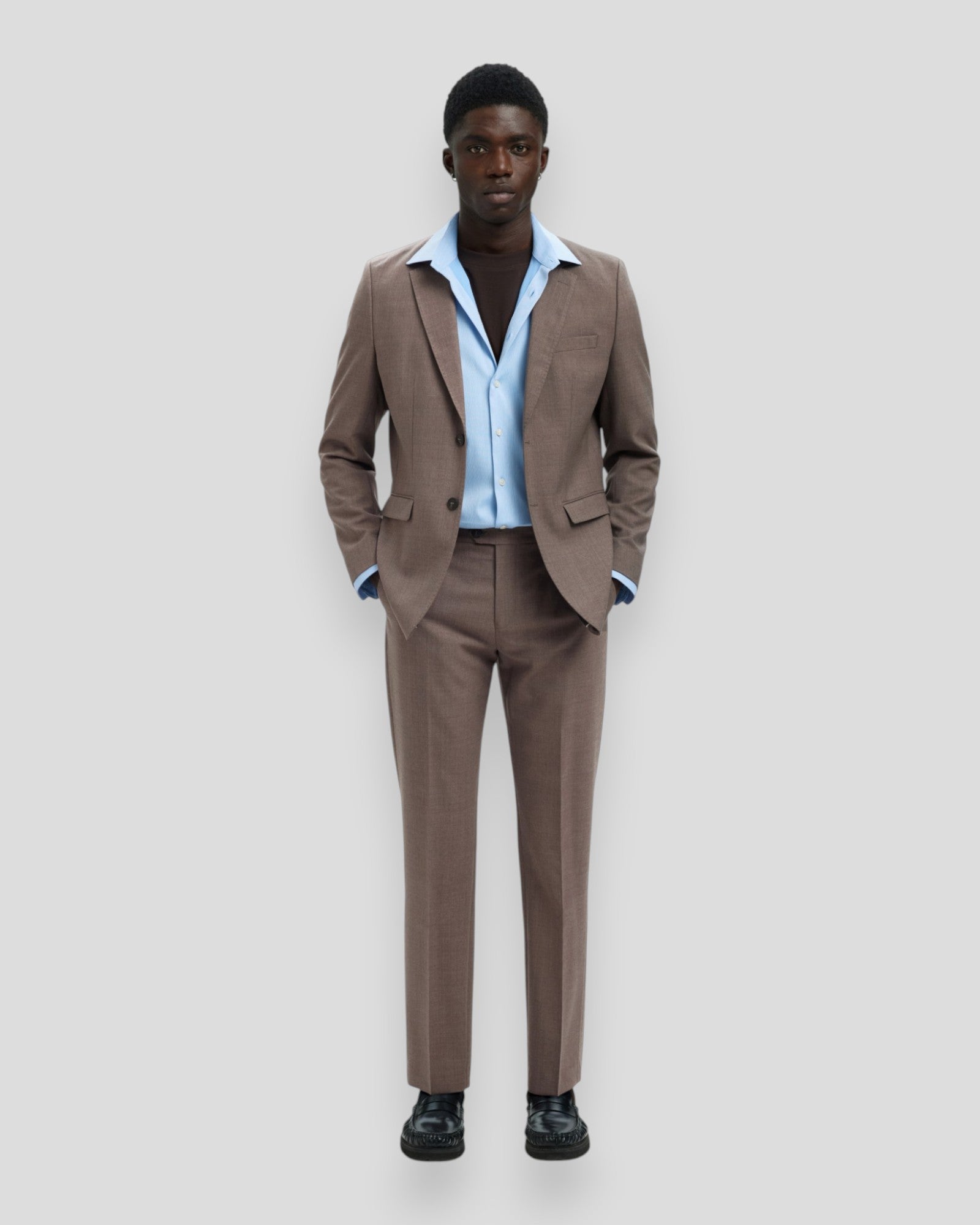 Slim-Theo Wool Blend Blazer Flex - Morel Detail/Melange