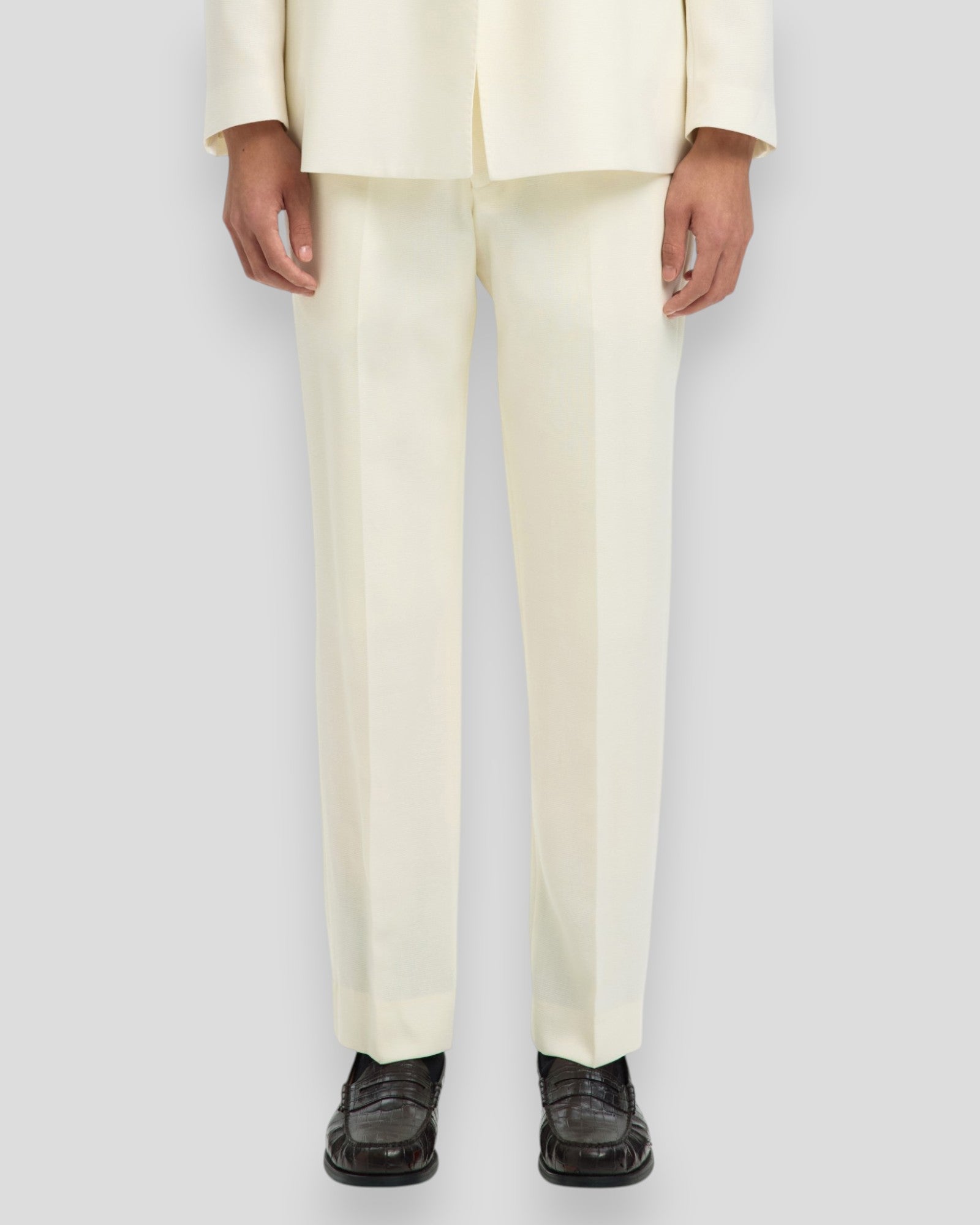 Beck Wool Blend Regular Trousers - Egret