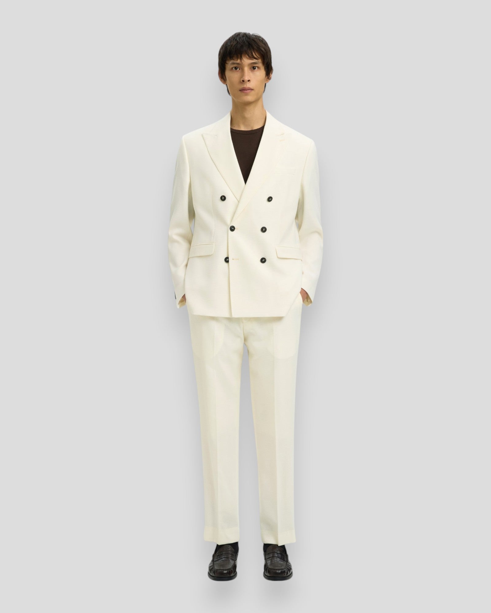 Beck Wool Blend Regular Trousers for men, in Egret, featuring a tailored fit and classic design, made by Selected.