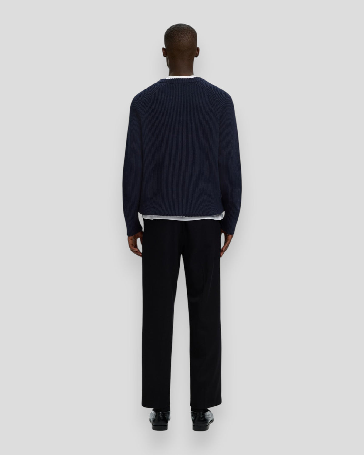 Braun Knit Relaxed Rib Crew Neck - Navy Blazer