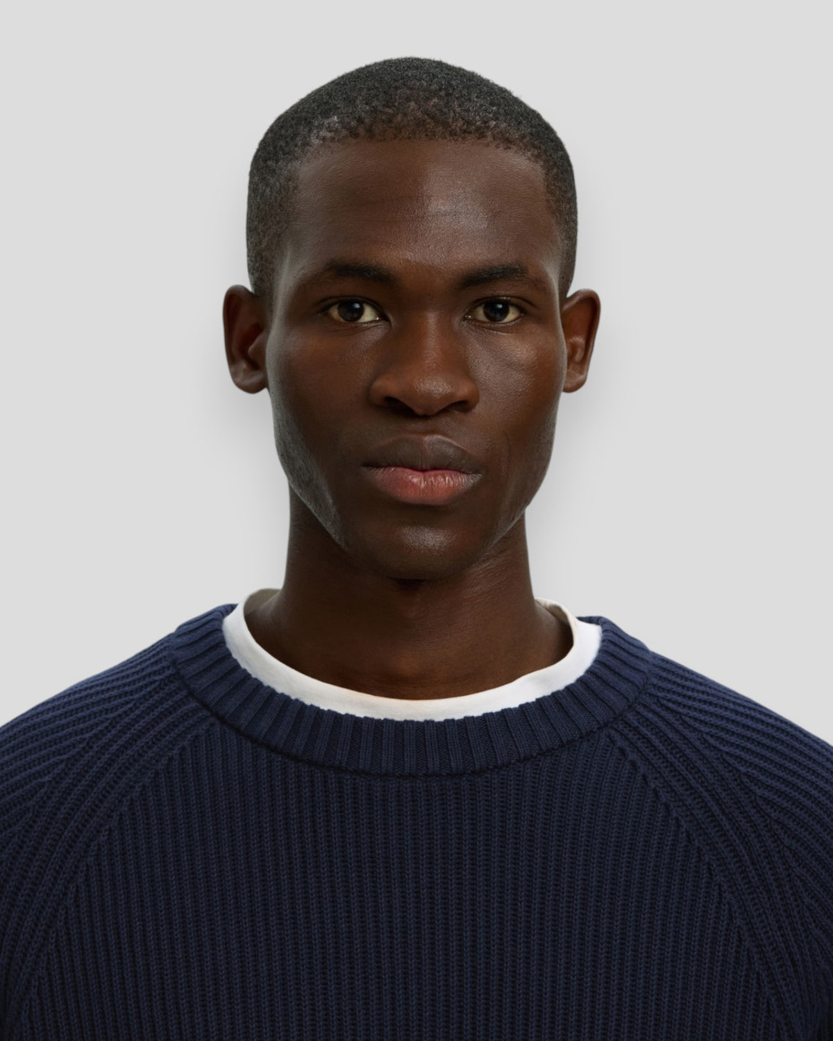 Braun Knit Relaxed Rib Crew Neck - Navy Blazer