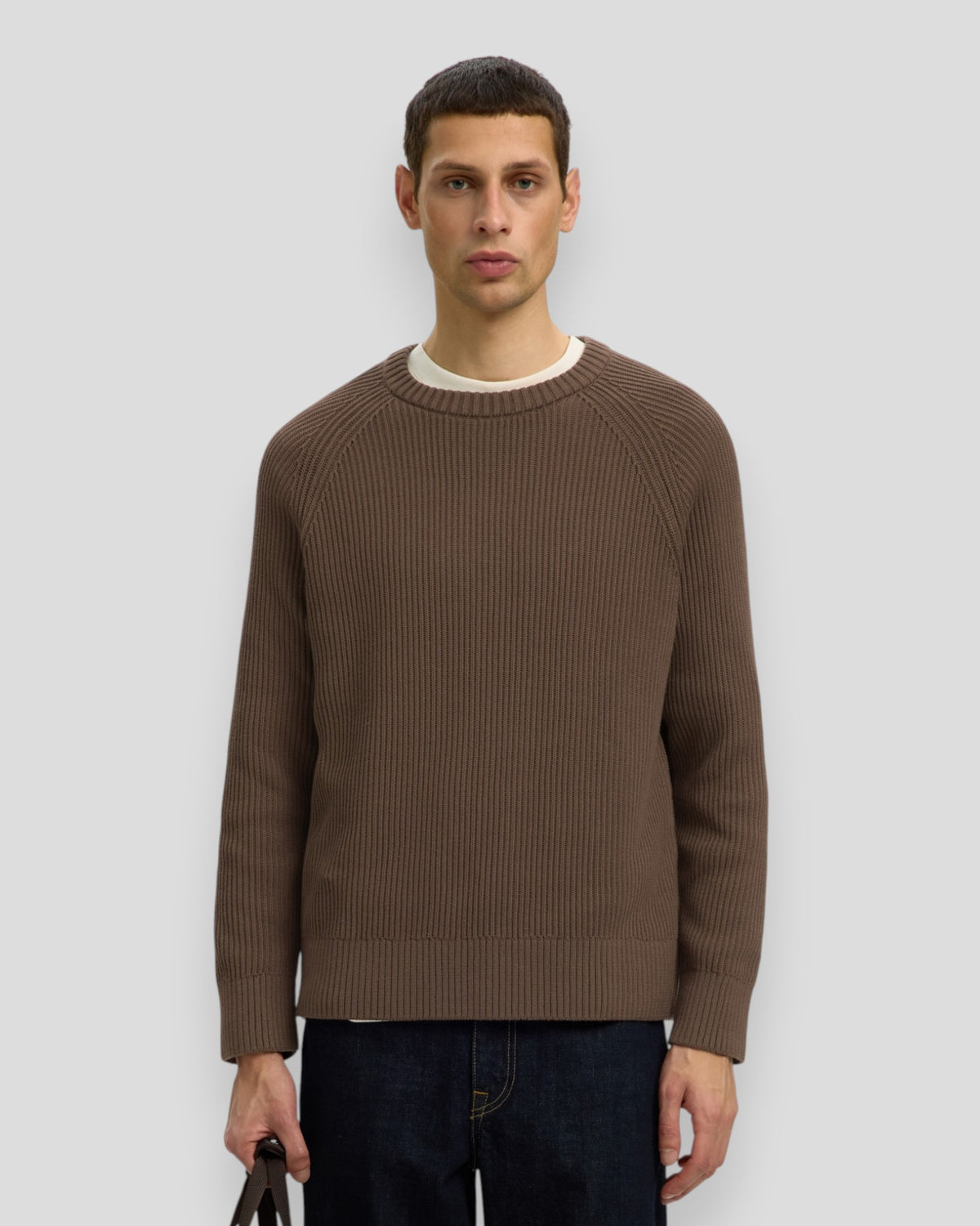 Braun Knit Relaxed Rib Crew Neck - Chocolate Chip