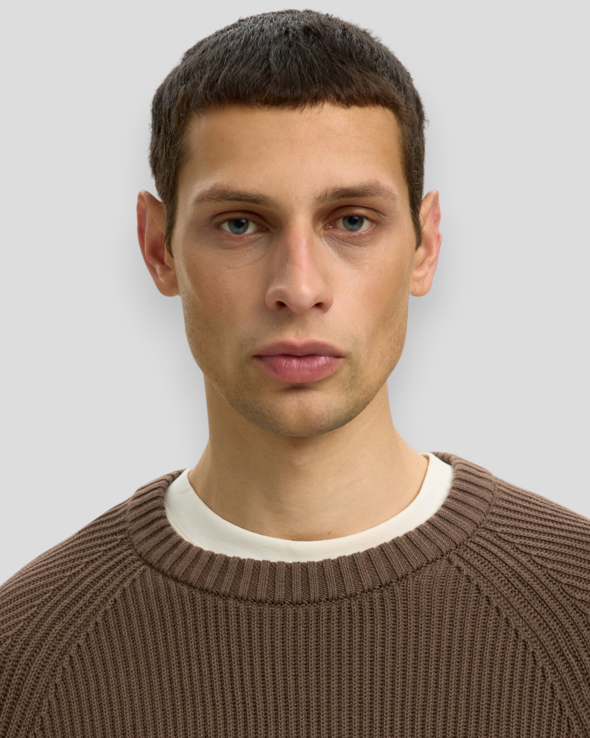 Braun Knit Relaxed Rib Crew Neck - Chocolate Chip