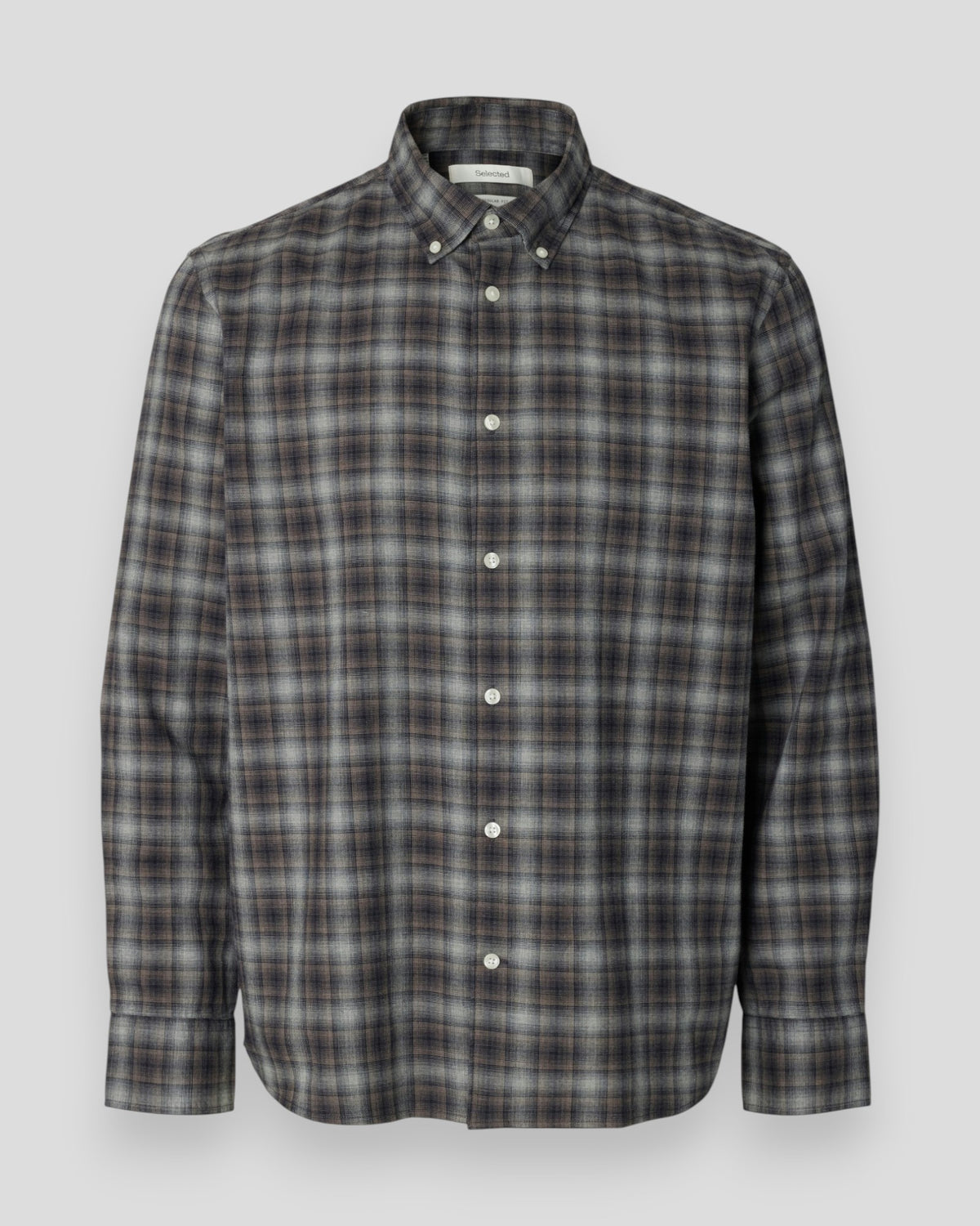 Cole-Jay Regular Melange LS Shirt - Sky Captain/Brown Checks