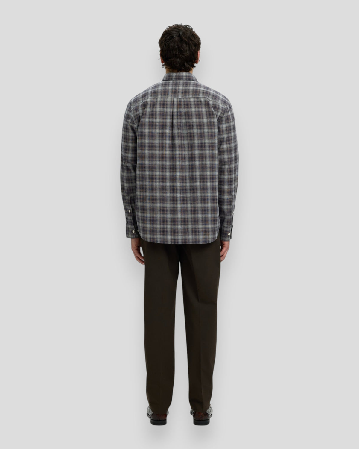Cole-Jay Regular Melange LS Shirt - Sky Captain/Brown Checks