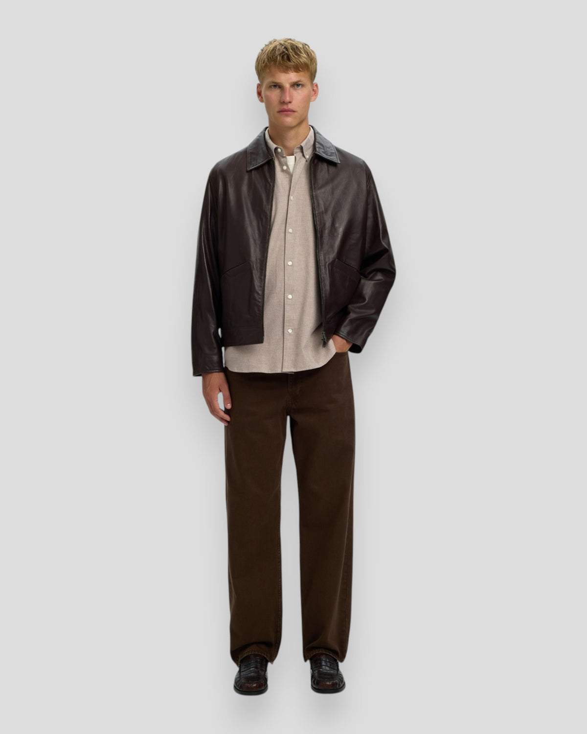 Cole-Jay Regular Melange LS Shirt - Cornstalk Melange