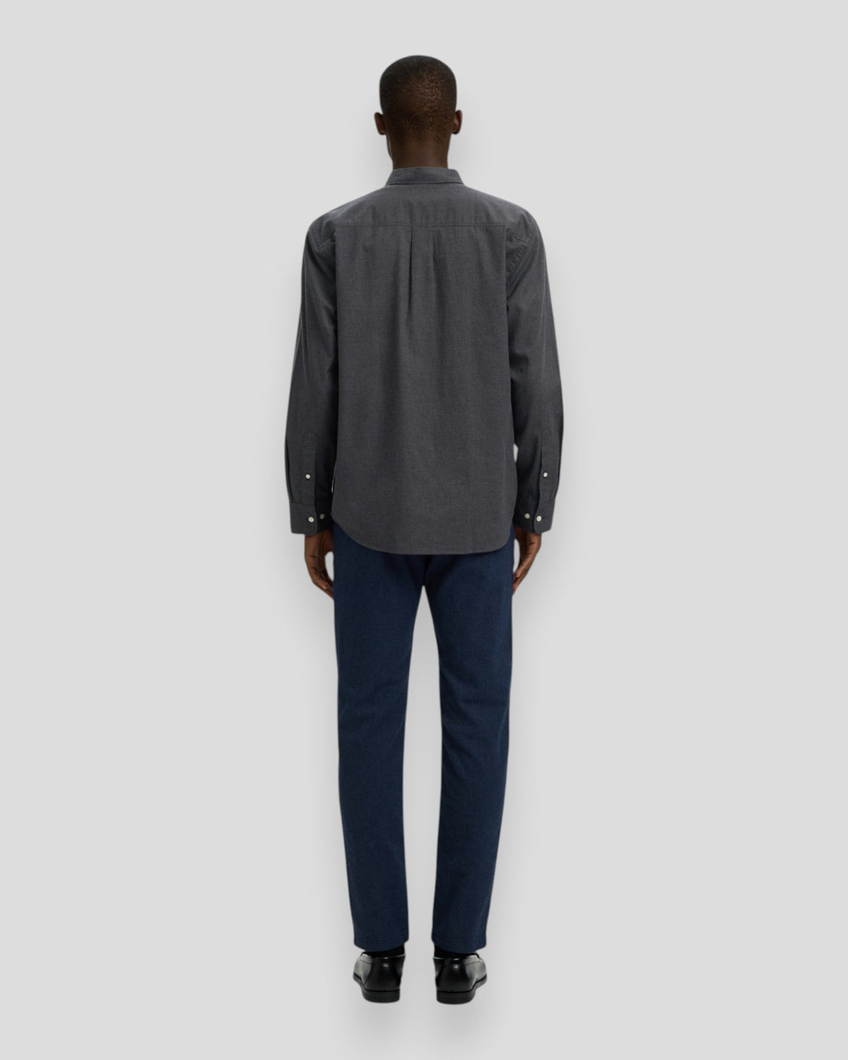 Cole-Jay Regular Melange LS Shirt - Dark Grey Melange