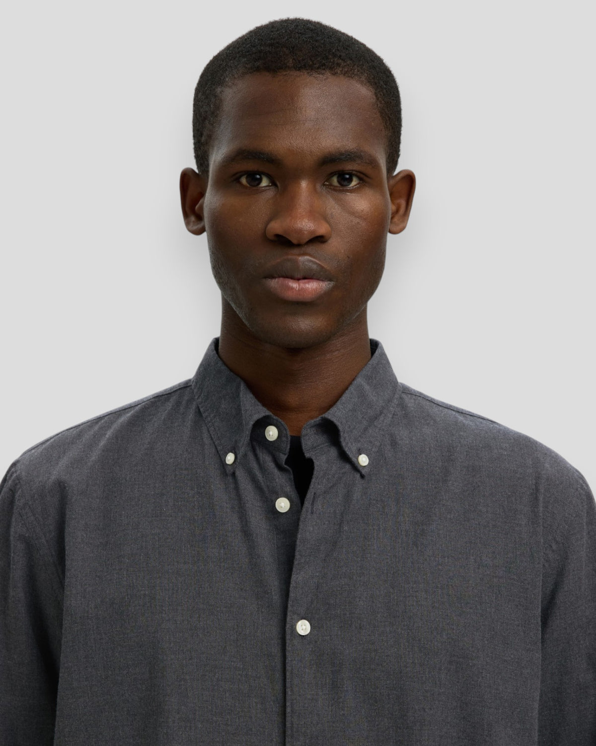 Cole-Jay Regular Melange LS Shirt - Dark Grey Melange