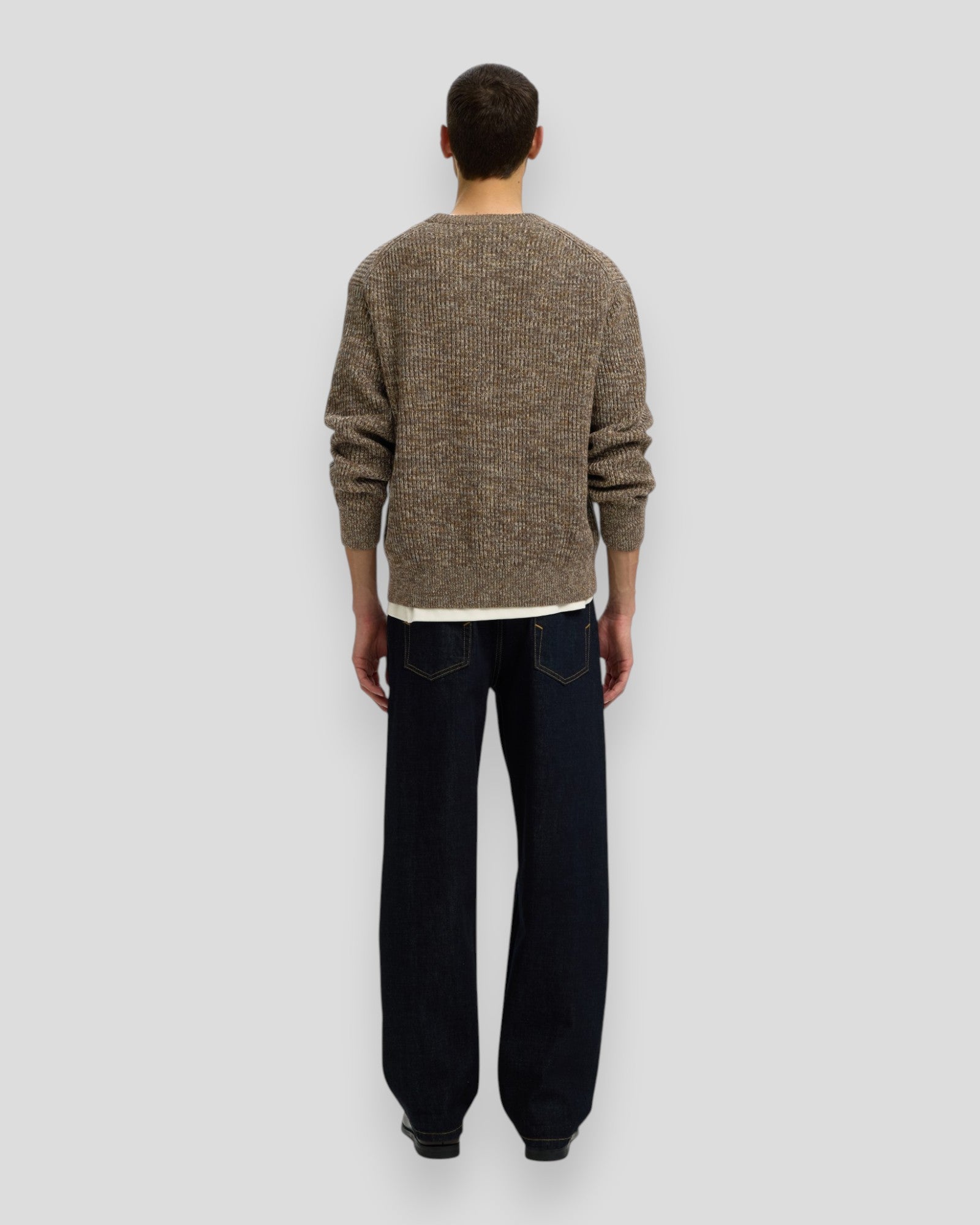 Tilum LS Knit Relaxed Crew Neck - Turkish Coffee/Monks Robe/Oatmeal