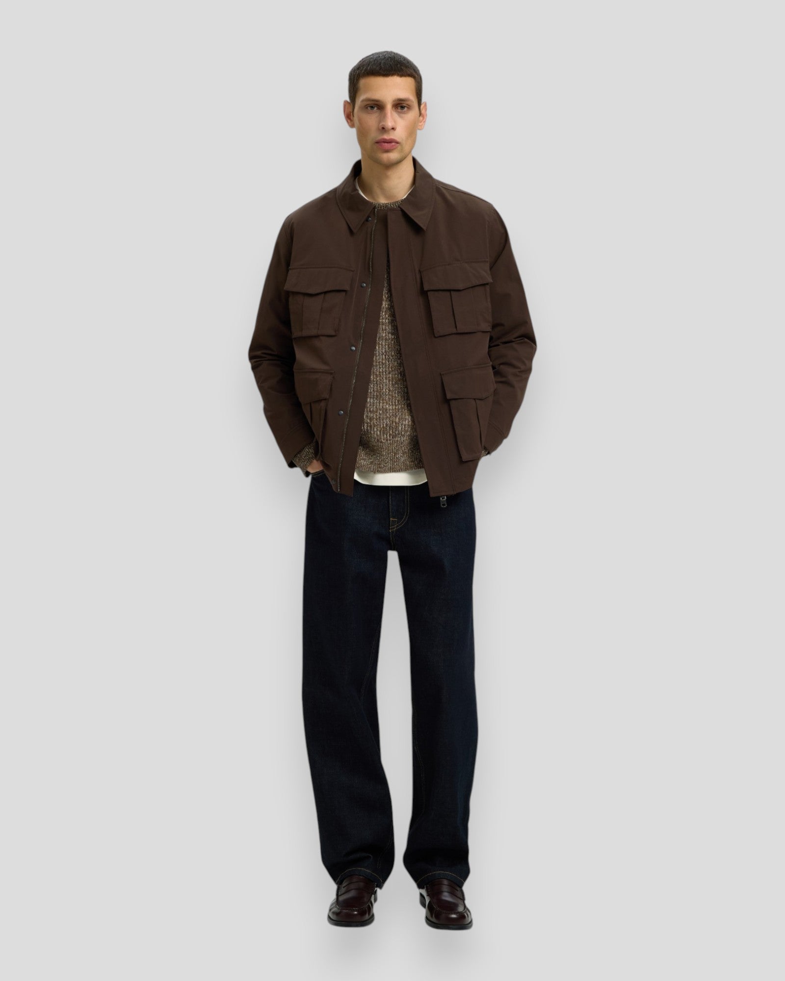 Tilum LS Knit Relaxed Crew Neck - Turkish Coffee/Monks Robe/Oatmeal