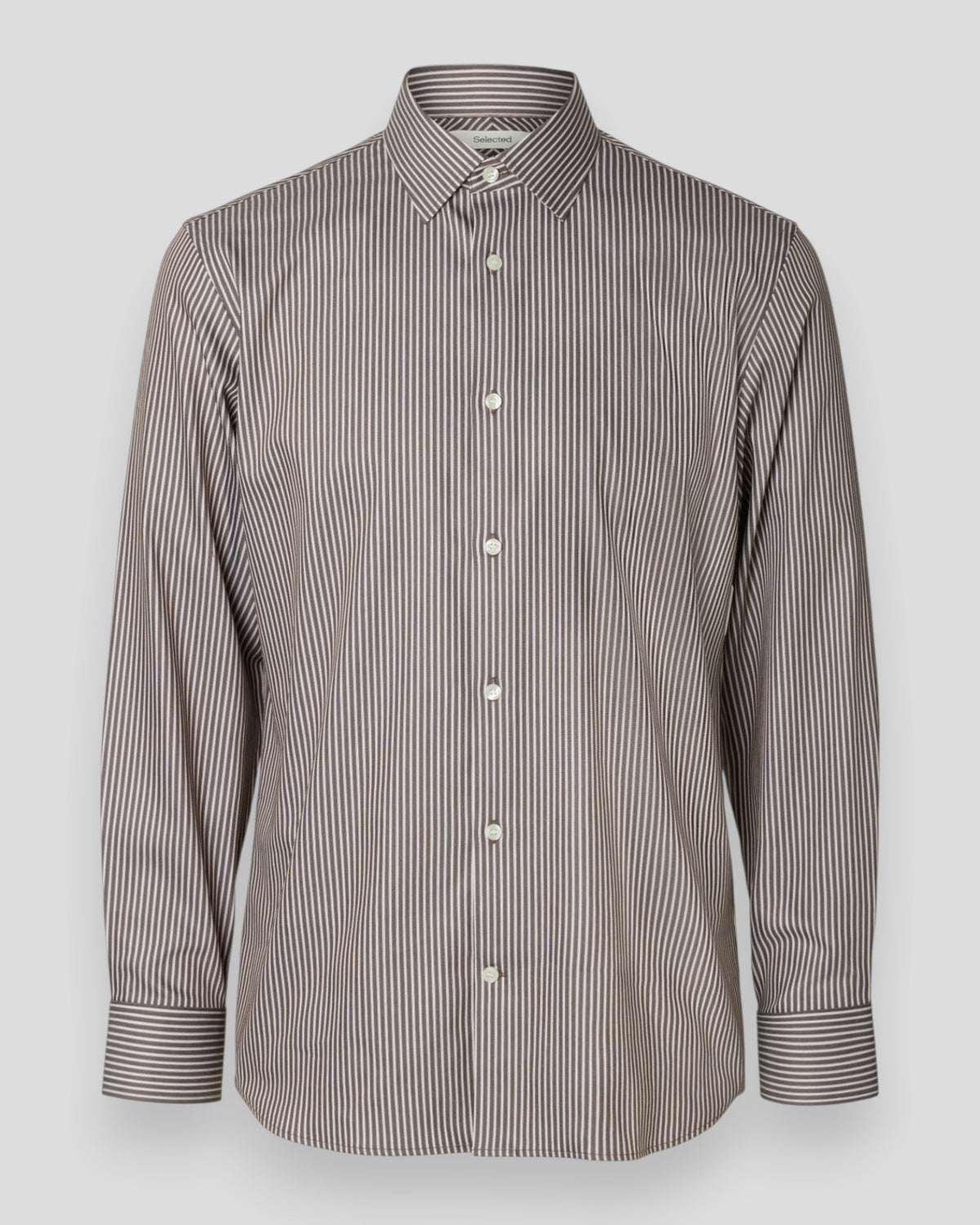 Filip-Performance LS Slim Shirt - Turkish Coffee Stripes/White
