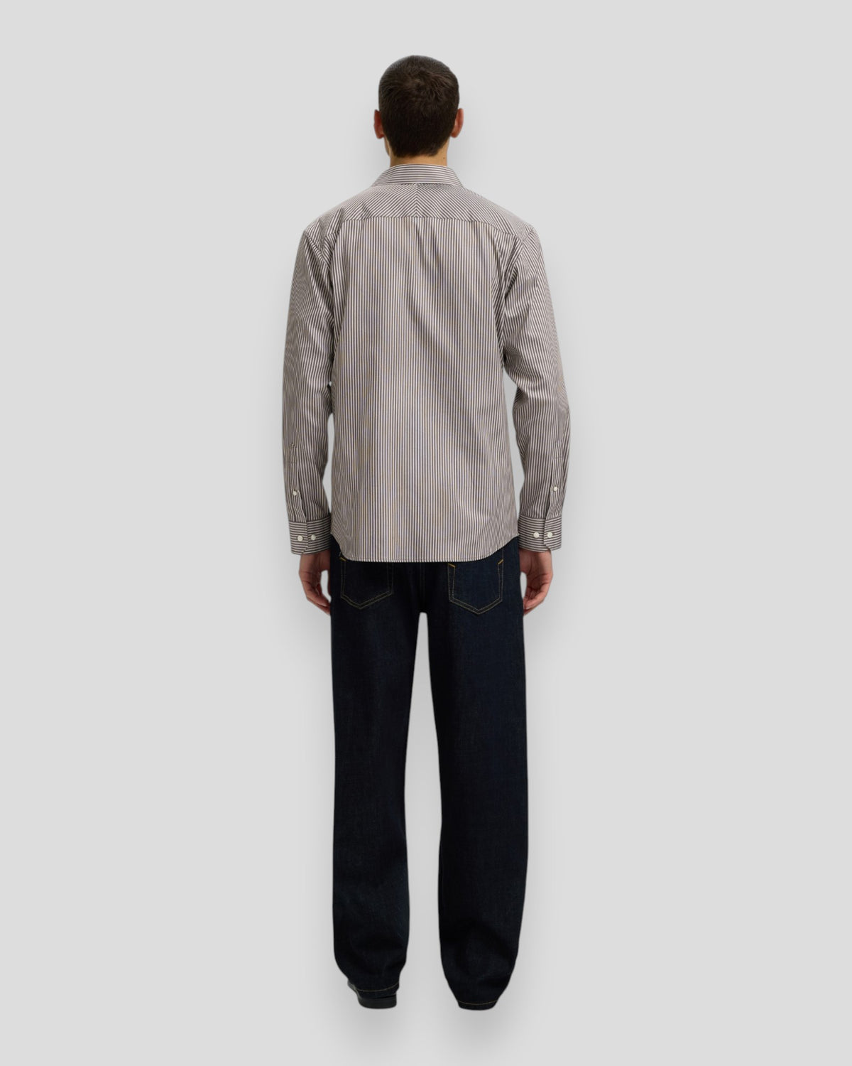 Filip-Performance LS Slim Shirt - Turkish Coffee Stripes/White