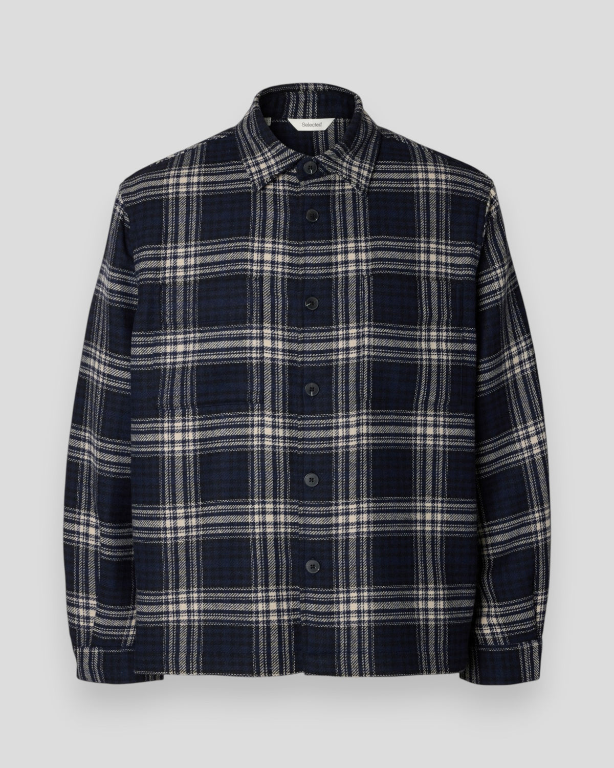 Ole-Pablo Wool Blend Overshirt - Sky Captain Checks: Egret + Black