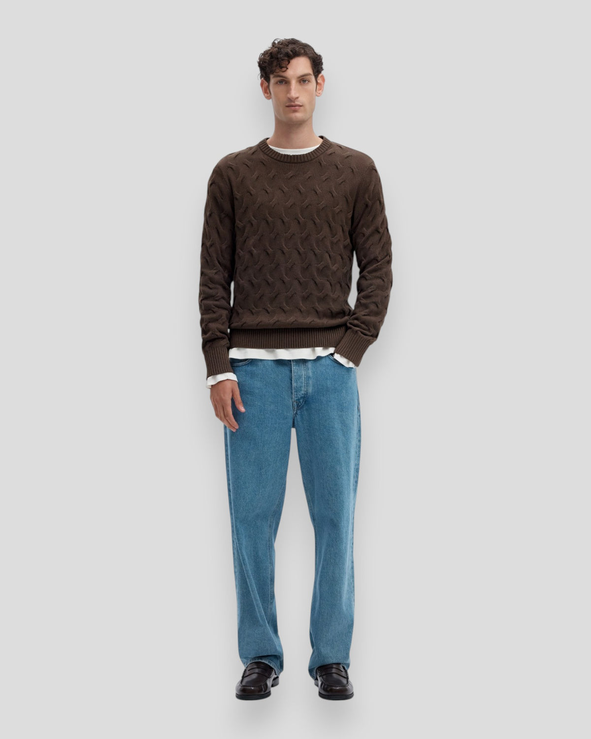 Carlos LS Cable Crew Neck - Delicioso