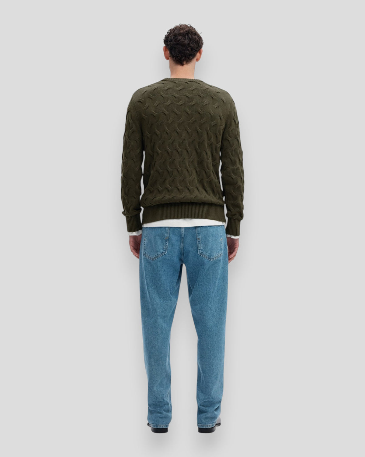 Carlos LS Cable Crew Neck - Forest Night