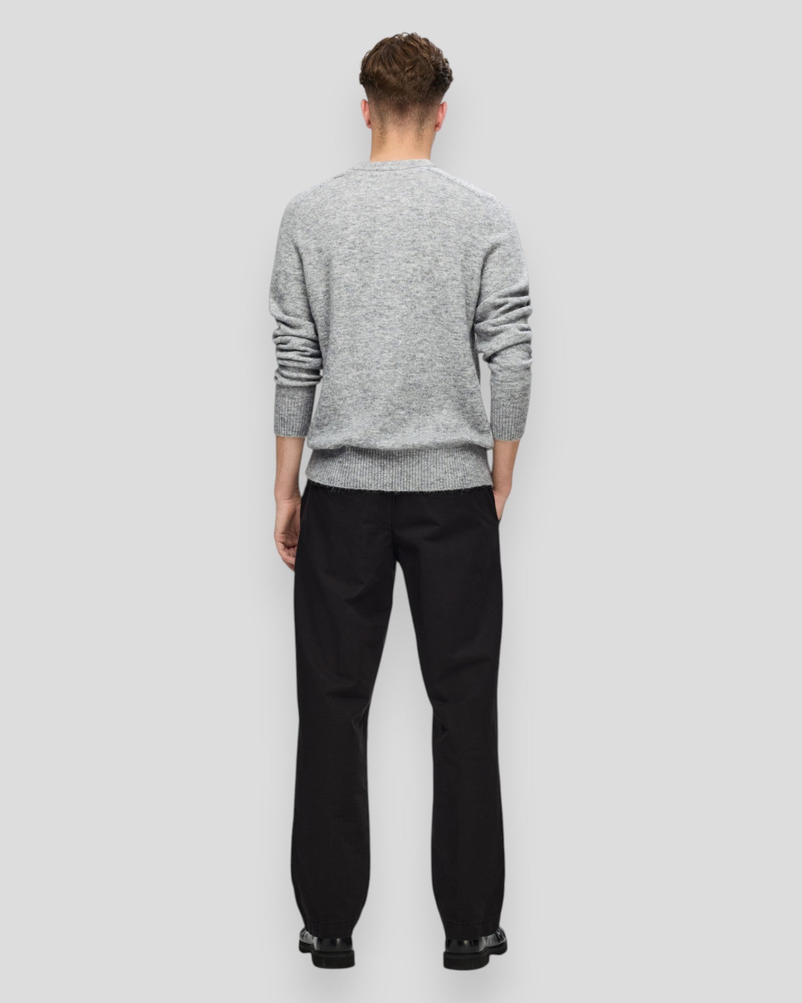 Rai LS Knit Crew Neck - Light Grey Melange