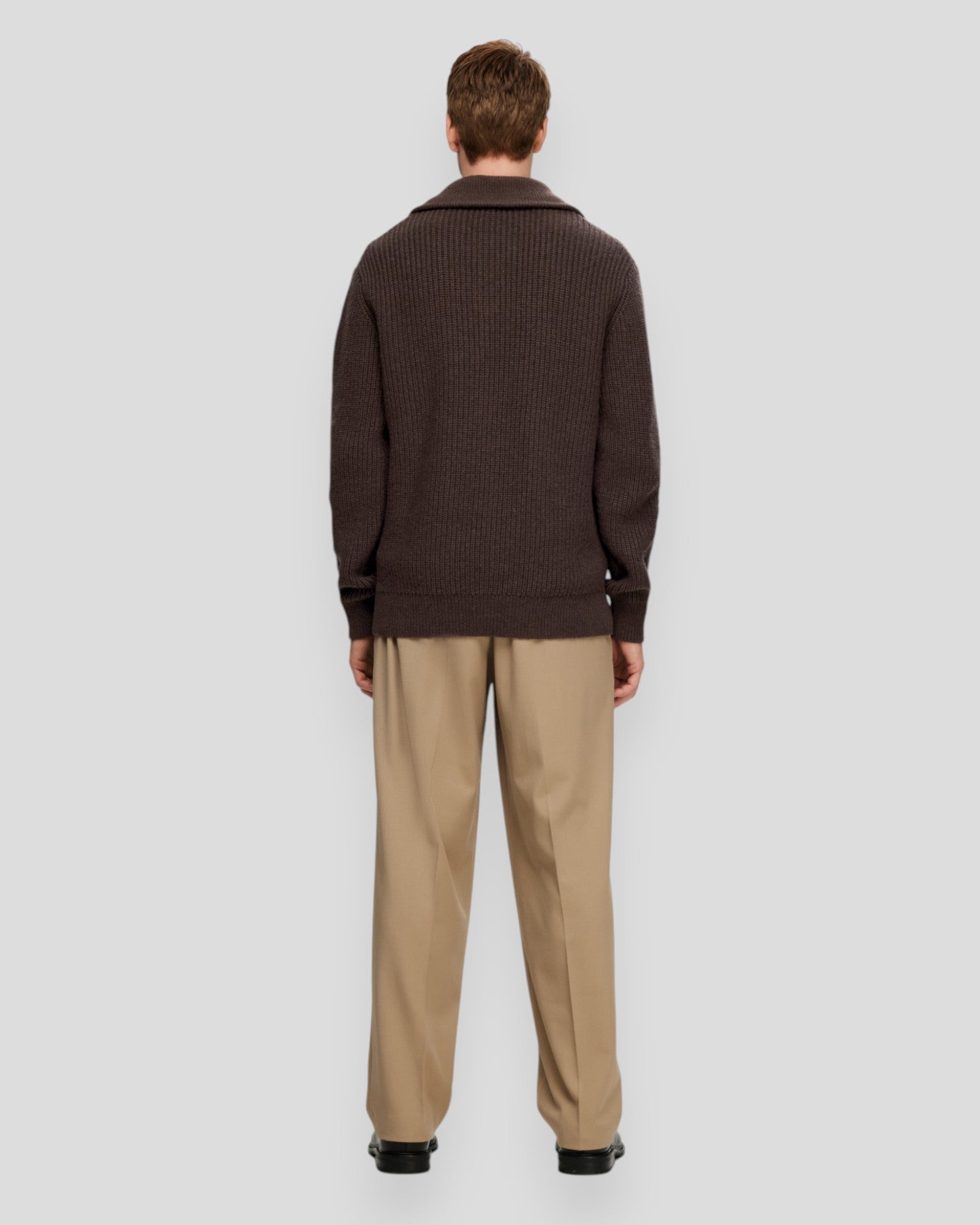 Land LS Knit Half Zip - Chocolate Torte