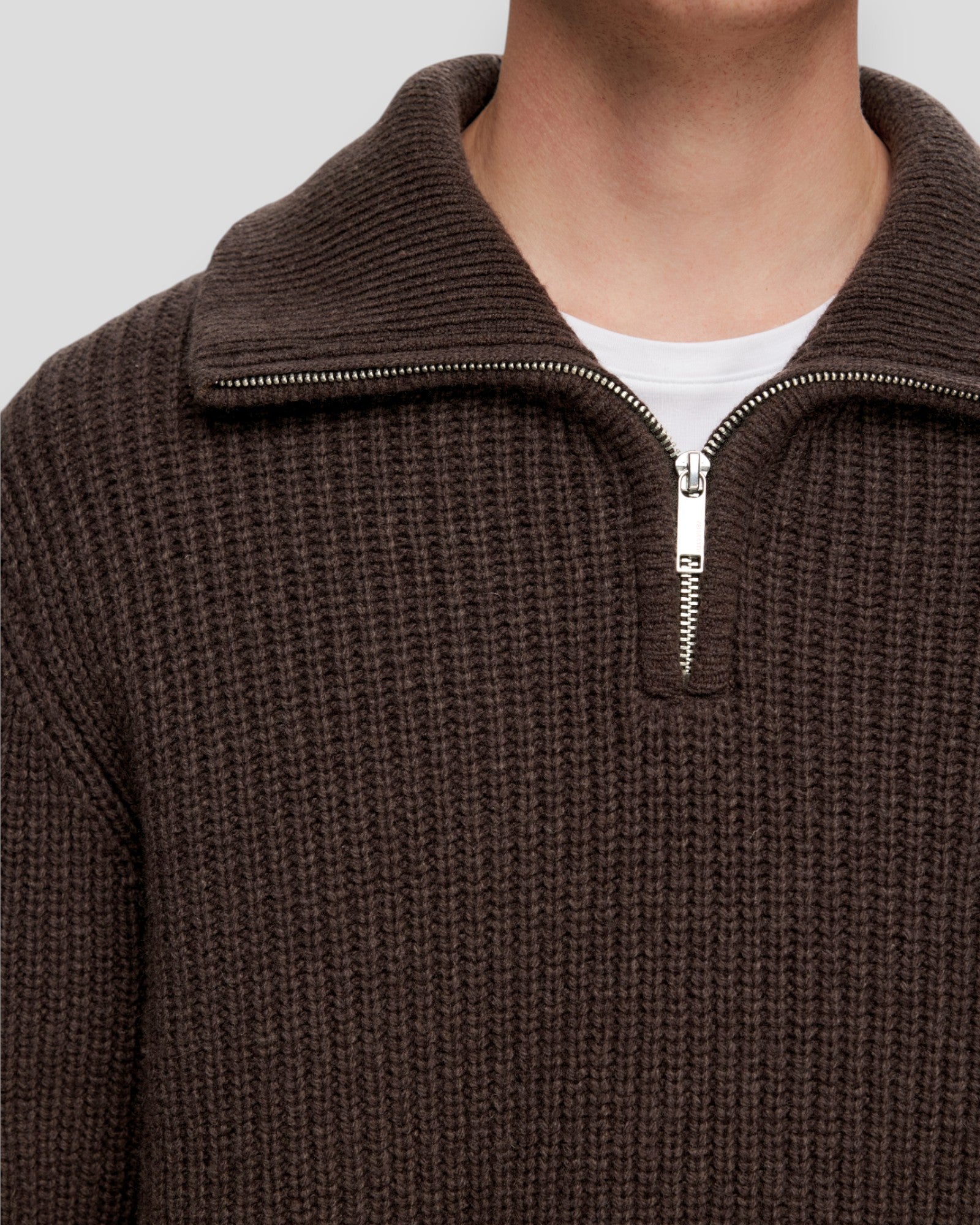 Land LS Knit Half Zip - Chocolate Torte