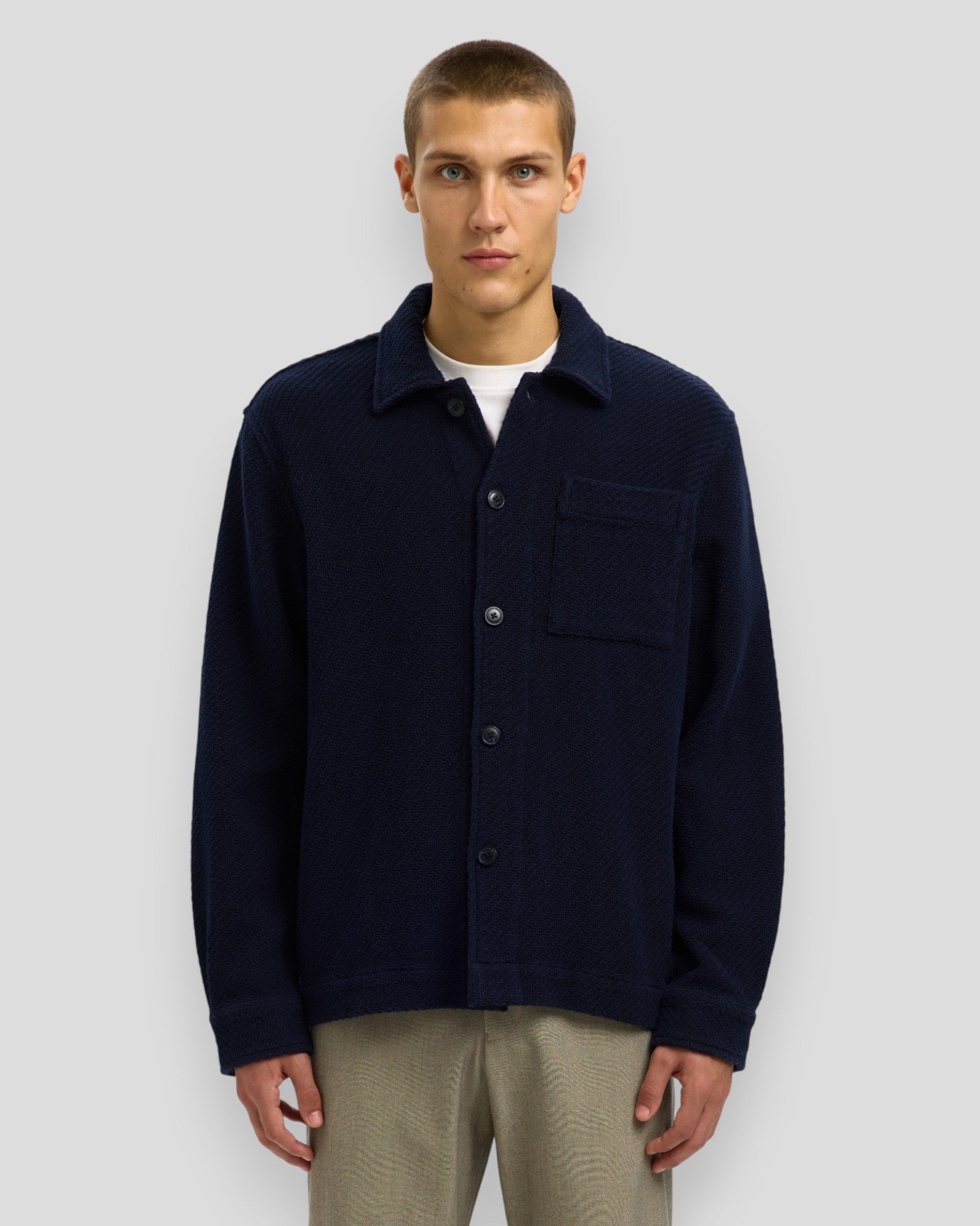 Regular Fred Structured Overshirt - Sky Captain