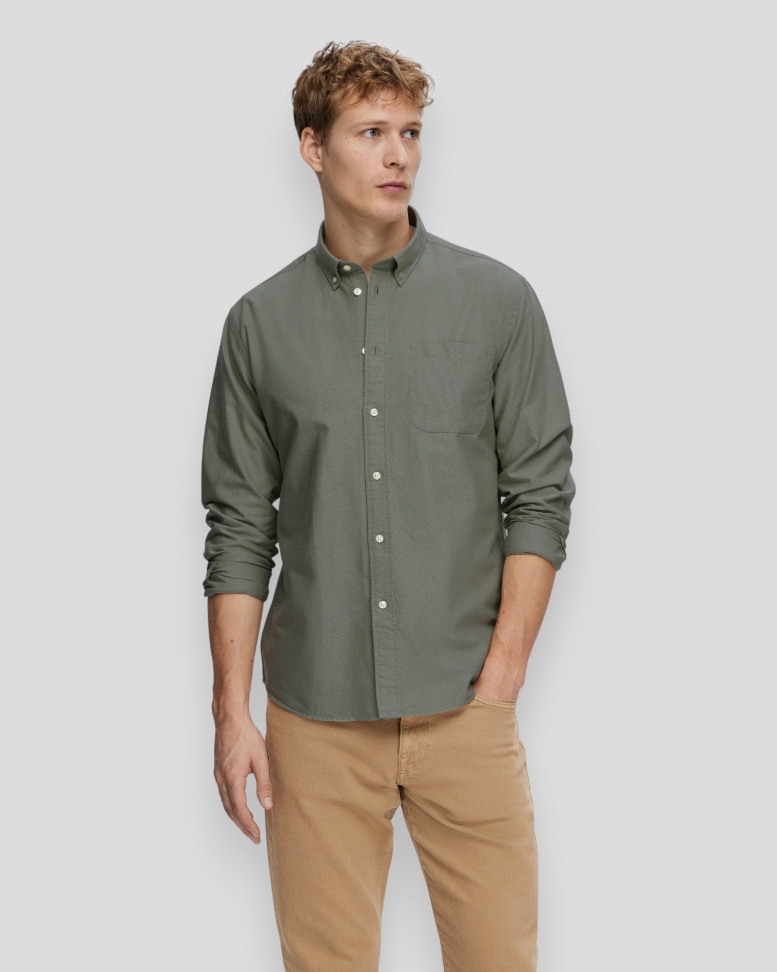 Regular Cole Rick-Ox Shirt LS - Vetiver