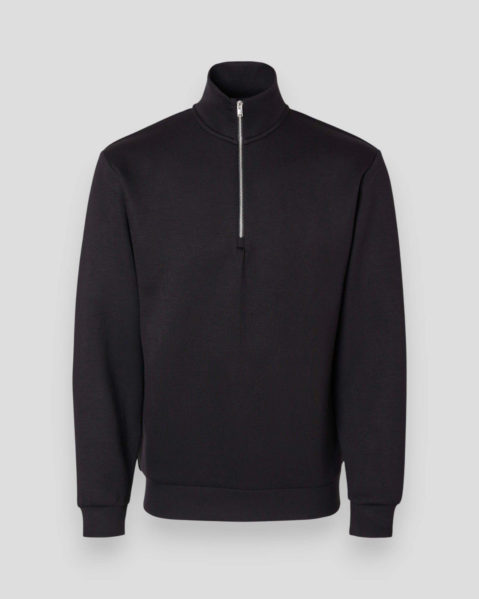 Emanuel Soft Zip High Neck Sweat - Black