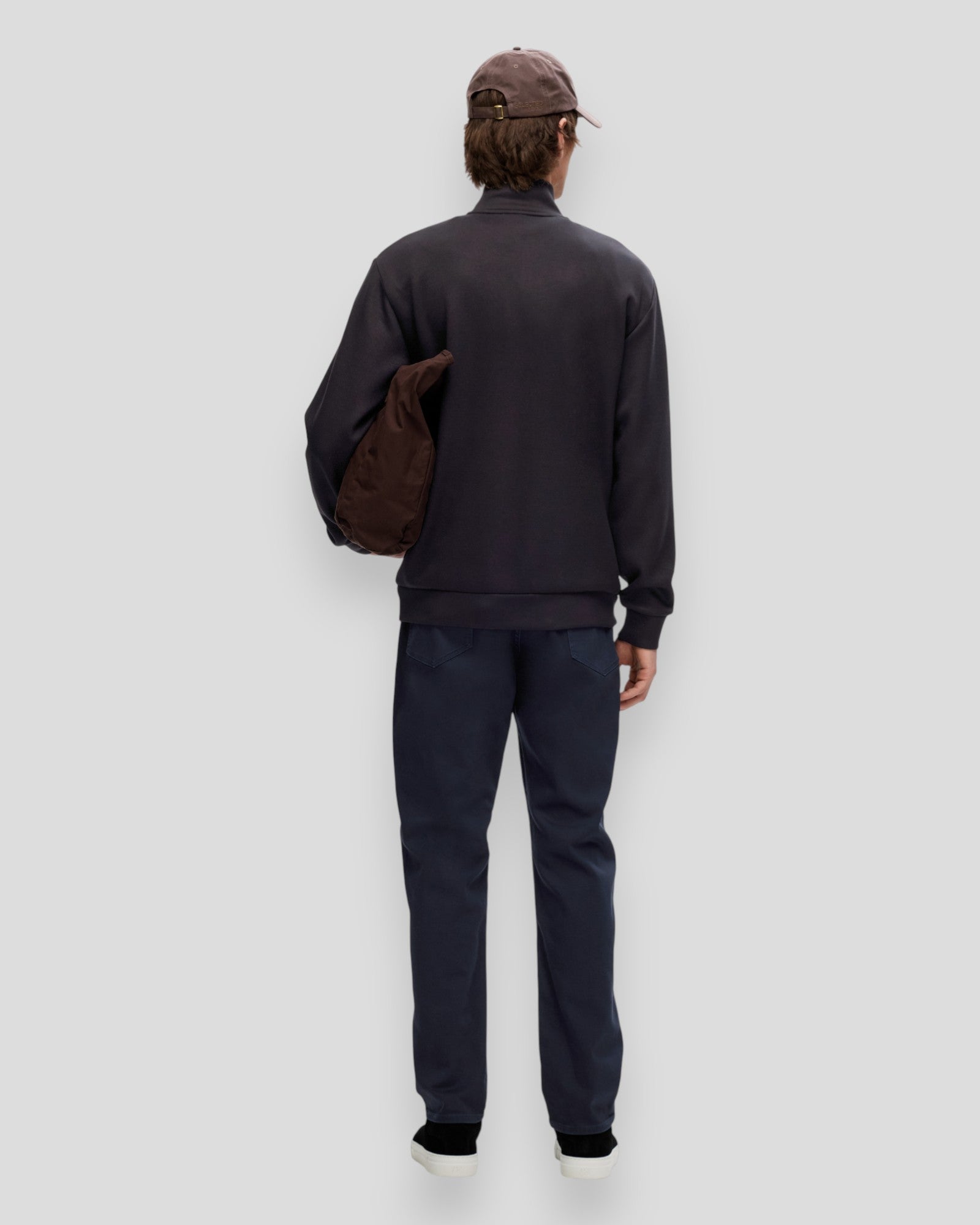 Emanuel Soft Zip High Neck Sweat - Black