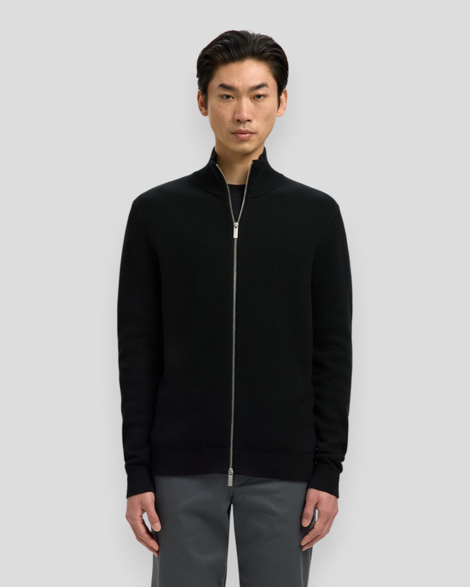 Dane Knit Structure Full Zip - Black