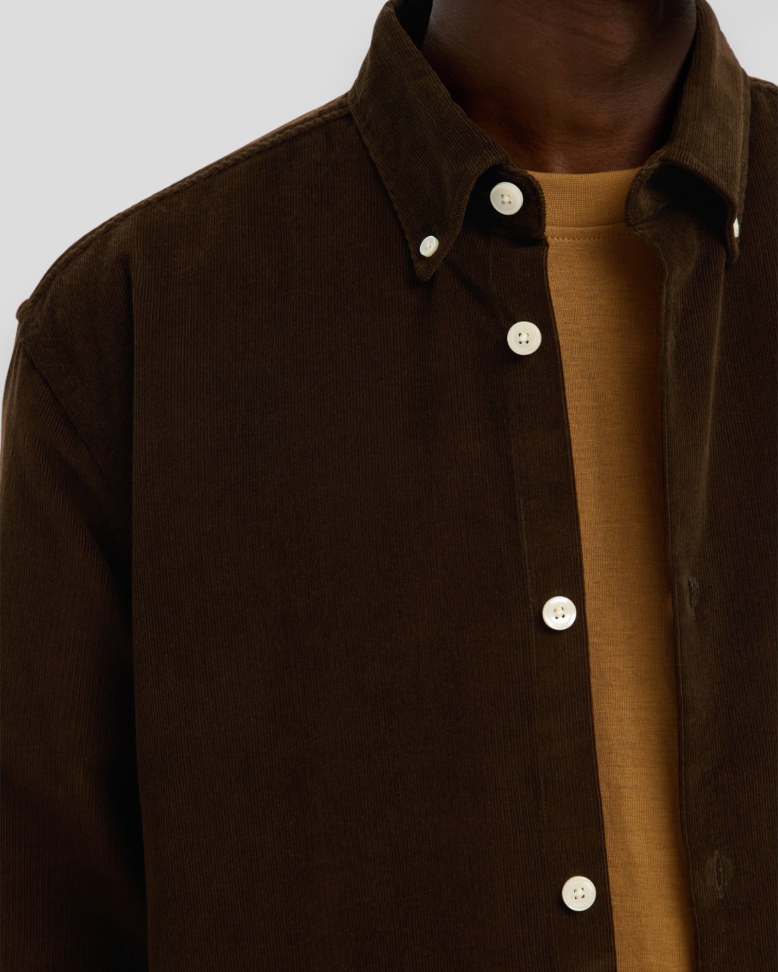 Regular Danni Cord BD LS Shirt - Demitasse