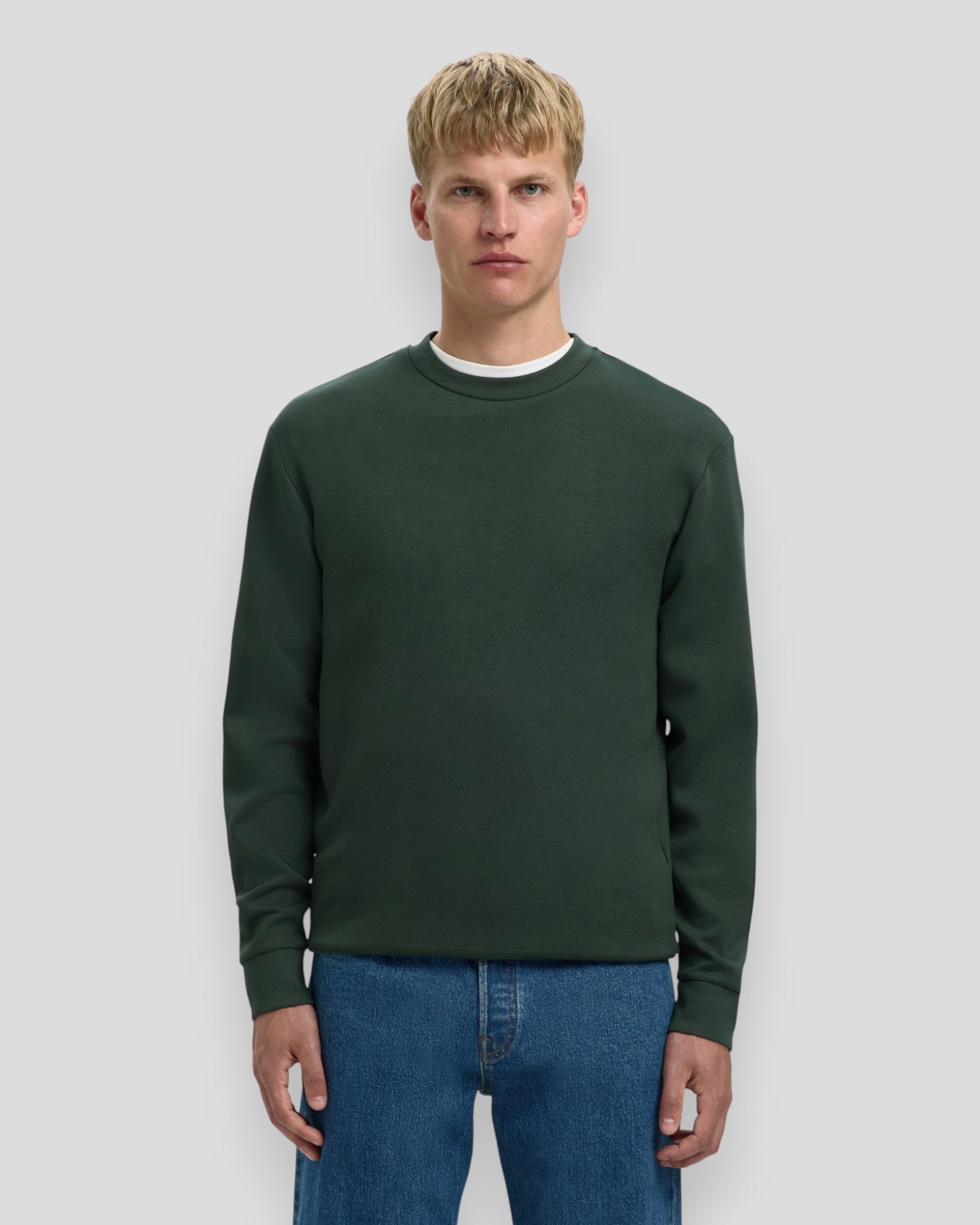 Emanuel Soft Crew Neck Sweat - Deep Forest