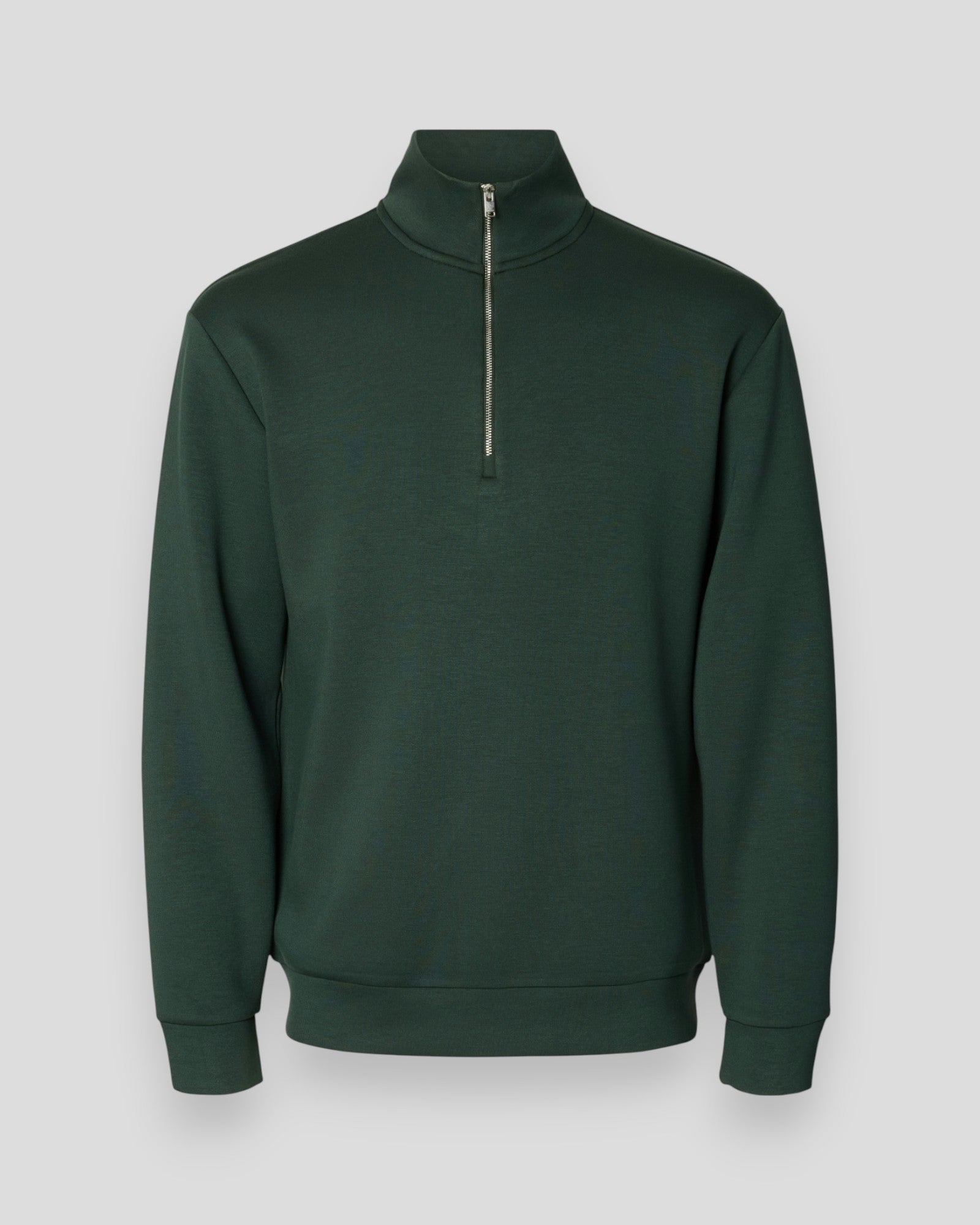 Emanuel Soft Zip High Neck Sweat - Deep Forest