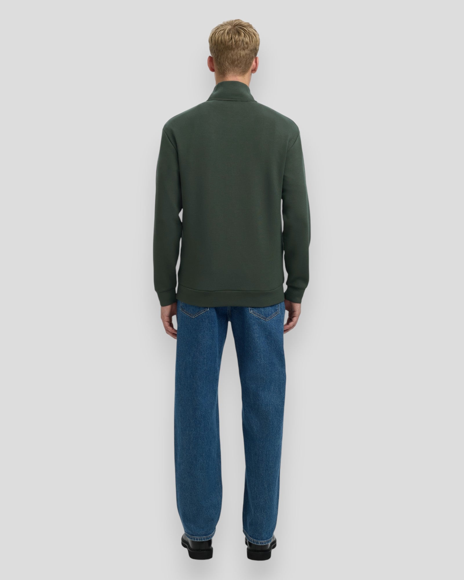 Emanuel Soft Zip High Neck Sweat - Deep Forest