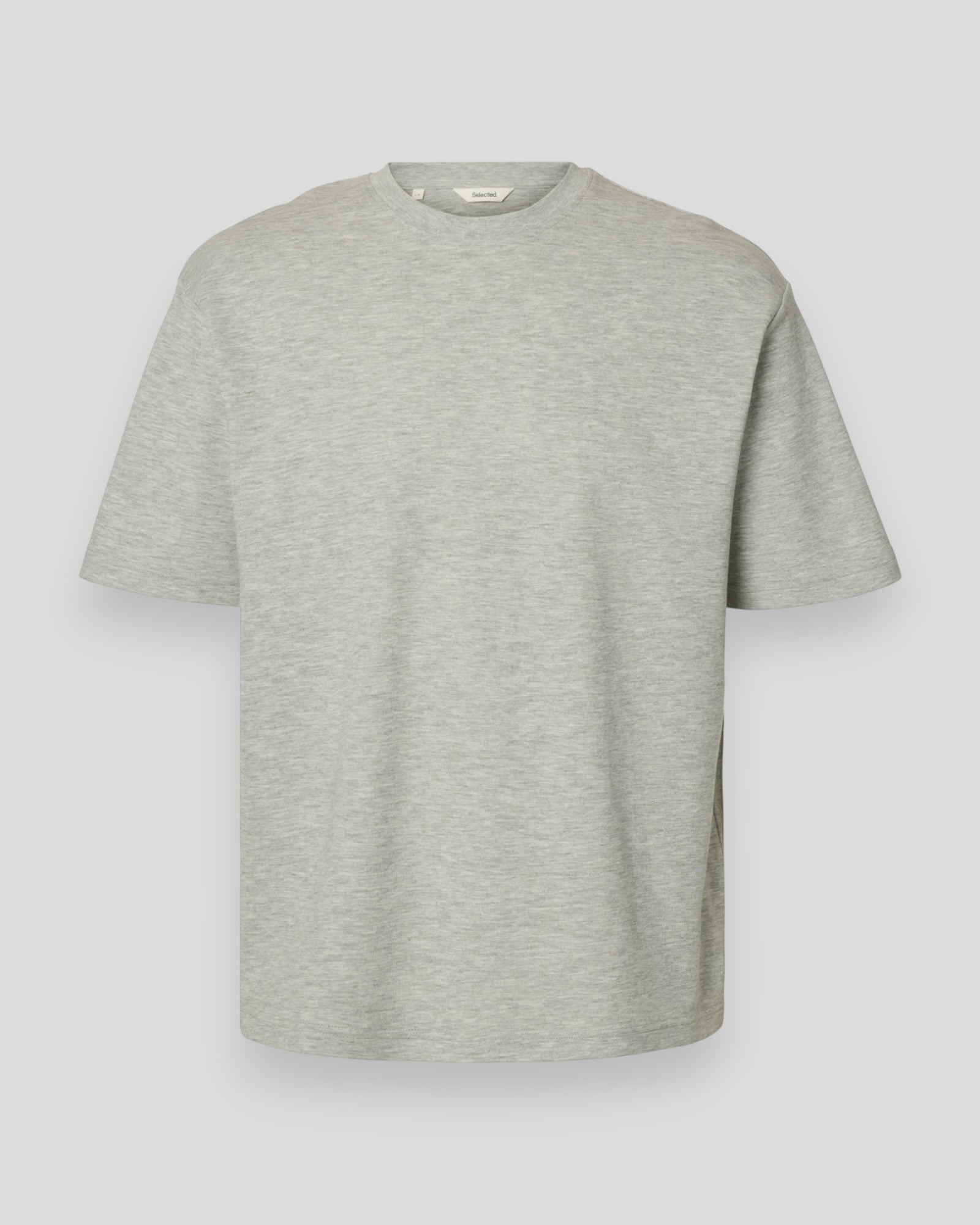 Loose Oscar SS O-Neck Tee - Light Grey Melange
