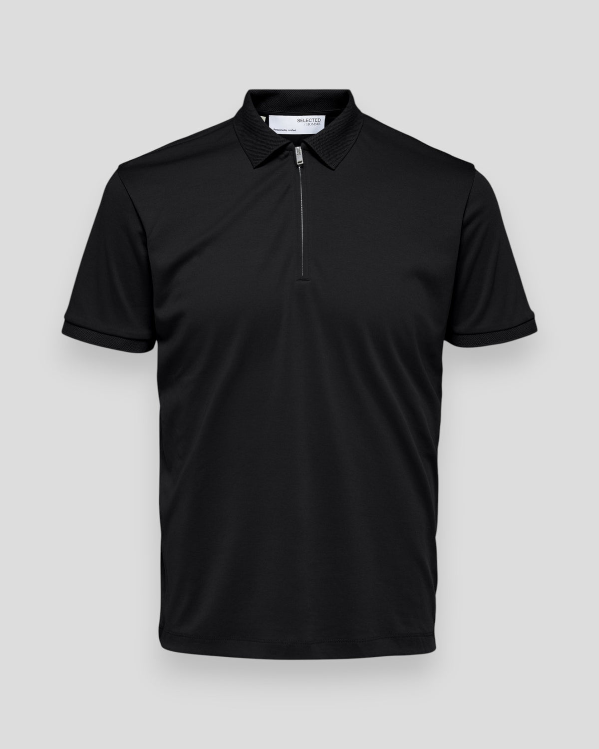 Fave Zip SS Polo - Black