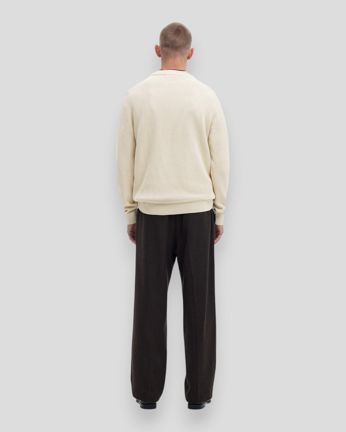 Dane Knit Structure Crew Neck - Oatmeal