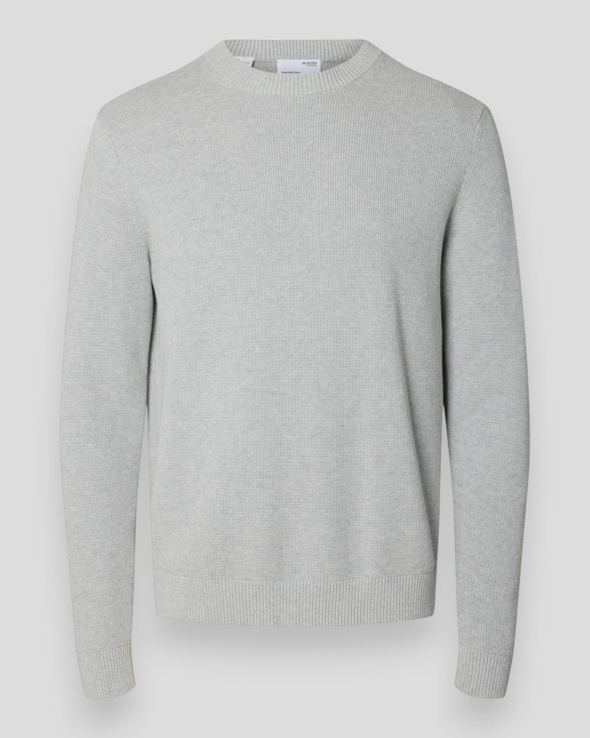 Dane Knit Sructure Crew Neck - Light Grey Melange