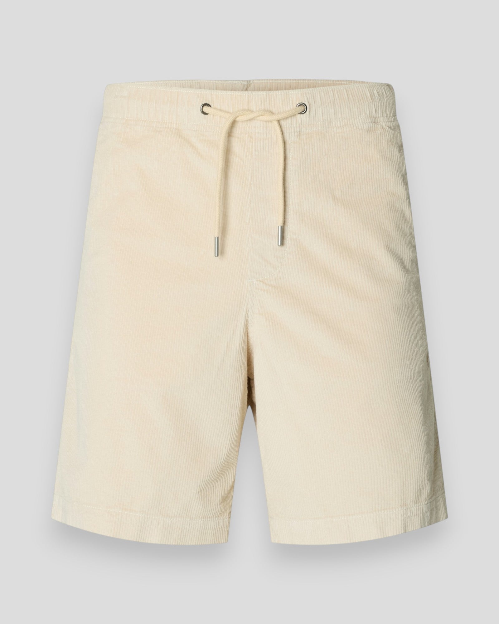 Men's Regular Jace Corduroy Shorts in fog color, stylish casual shorts by Selected, featuring a comfortable fit and textured fabric.