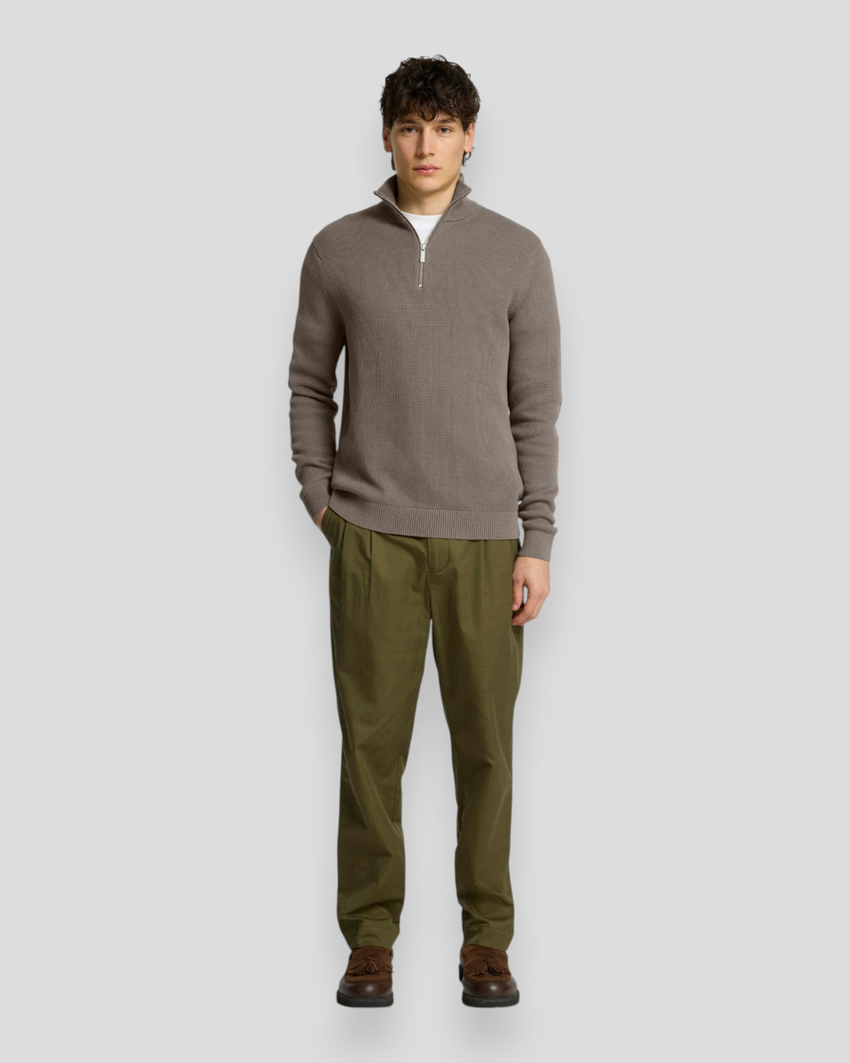 Dane Knit Structure Half Zip - Morel